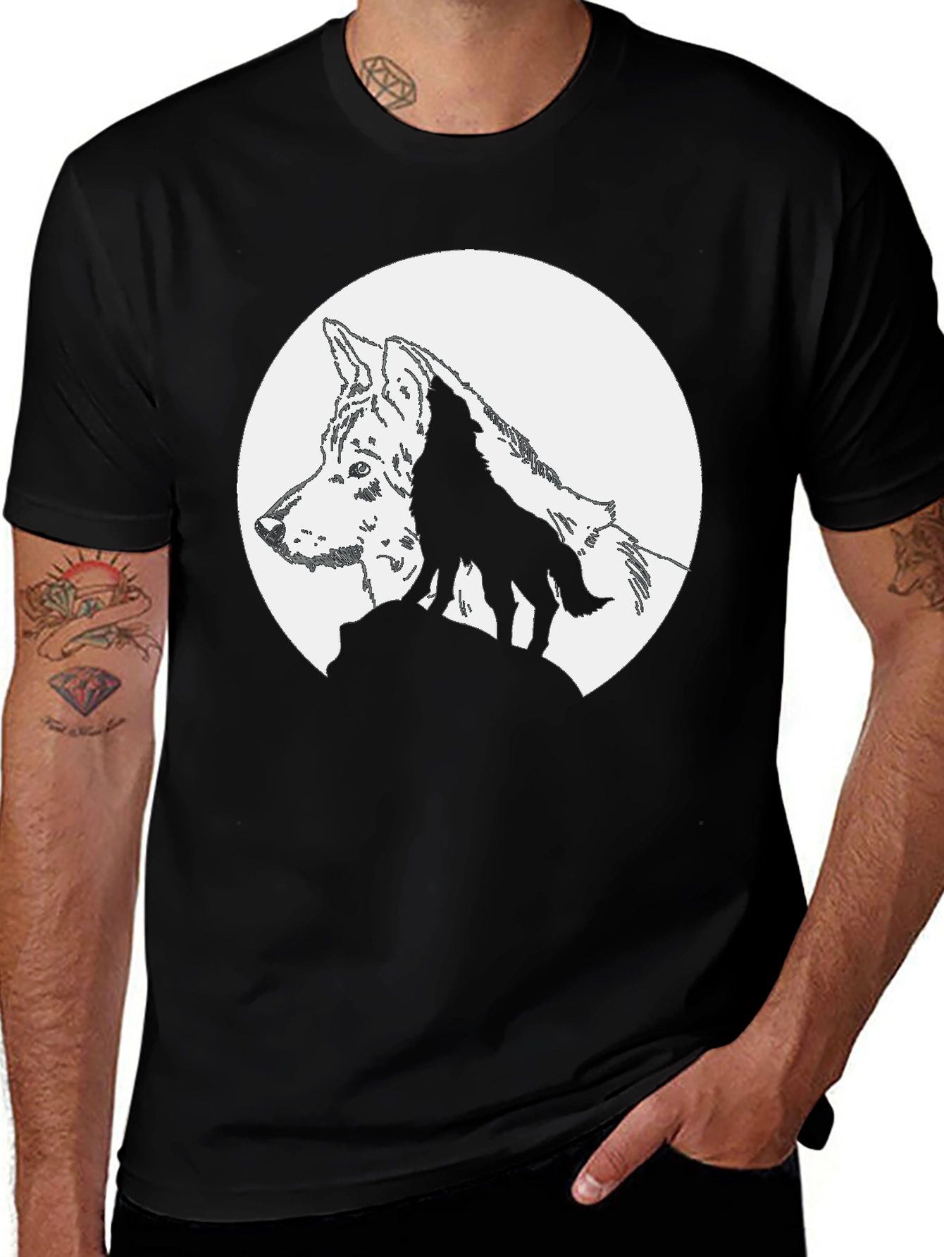 Wolf Moon Graphic T-Shirt - Black