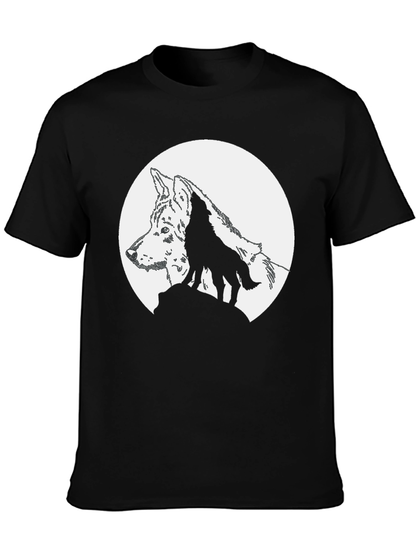 Wolf Moon Graphic T-Shirt - Black