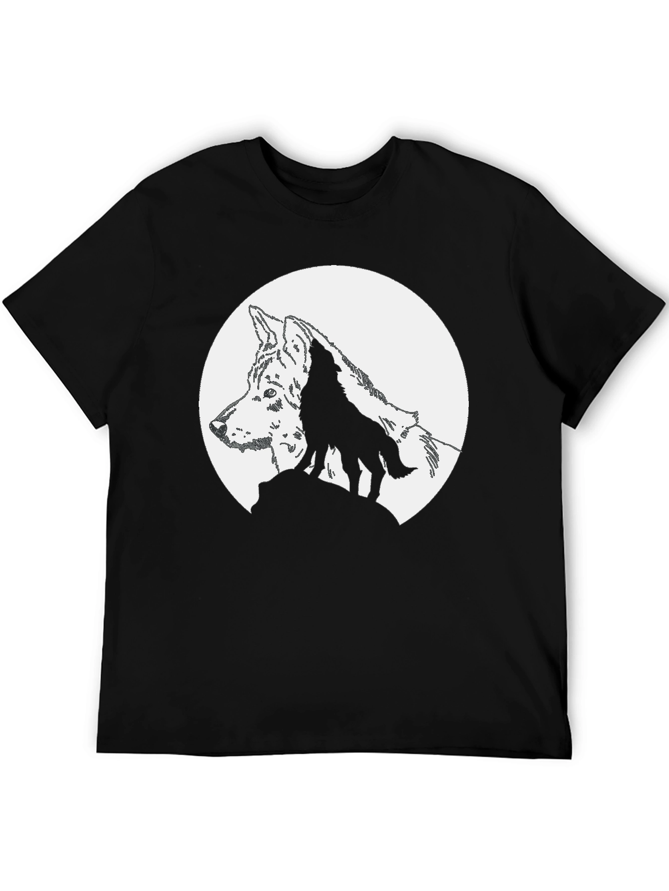 Wolf Moon Graphic T-Shirt - Black