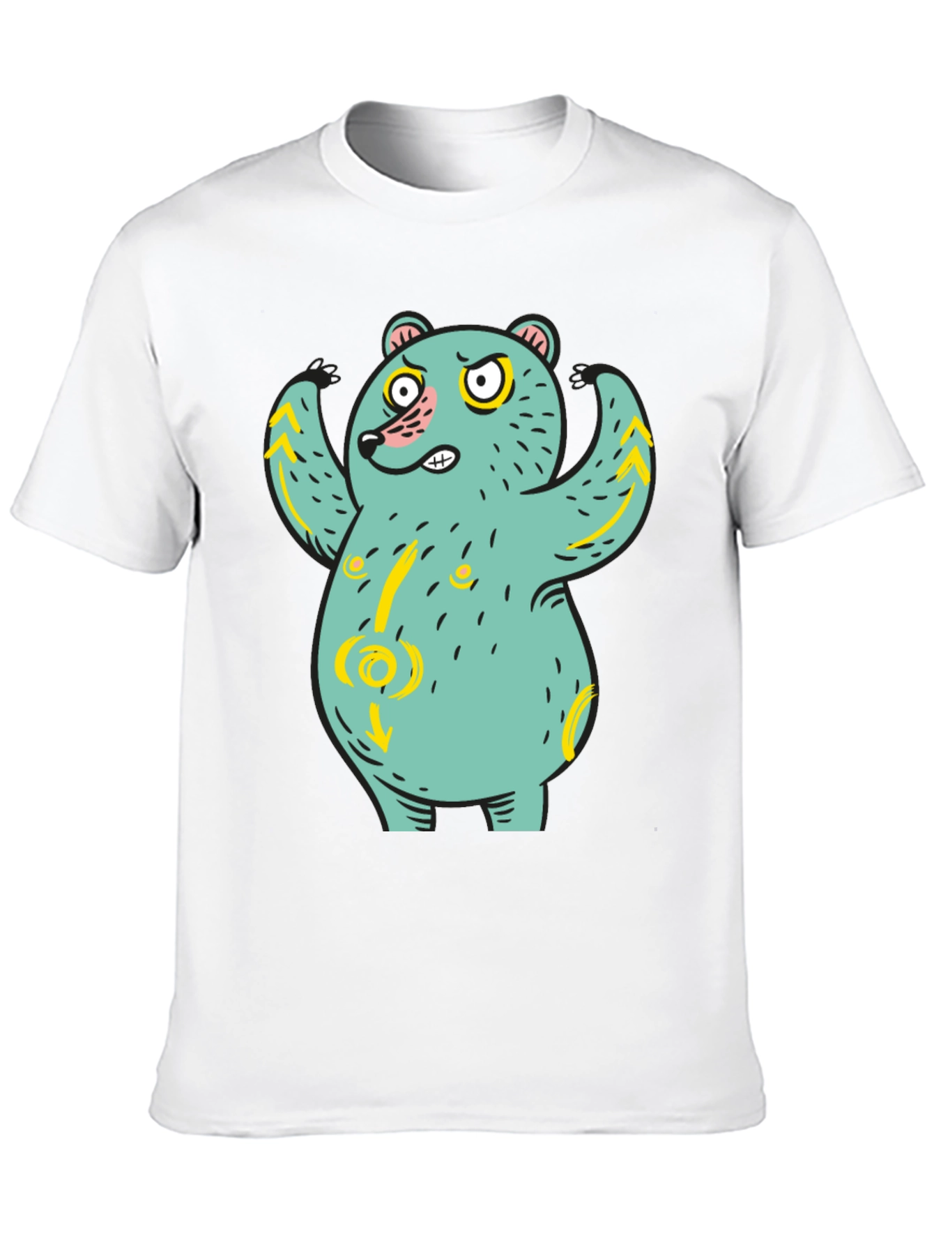 Funny Bear Graphic Print Black T-Shirt