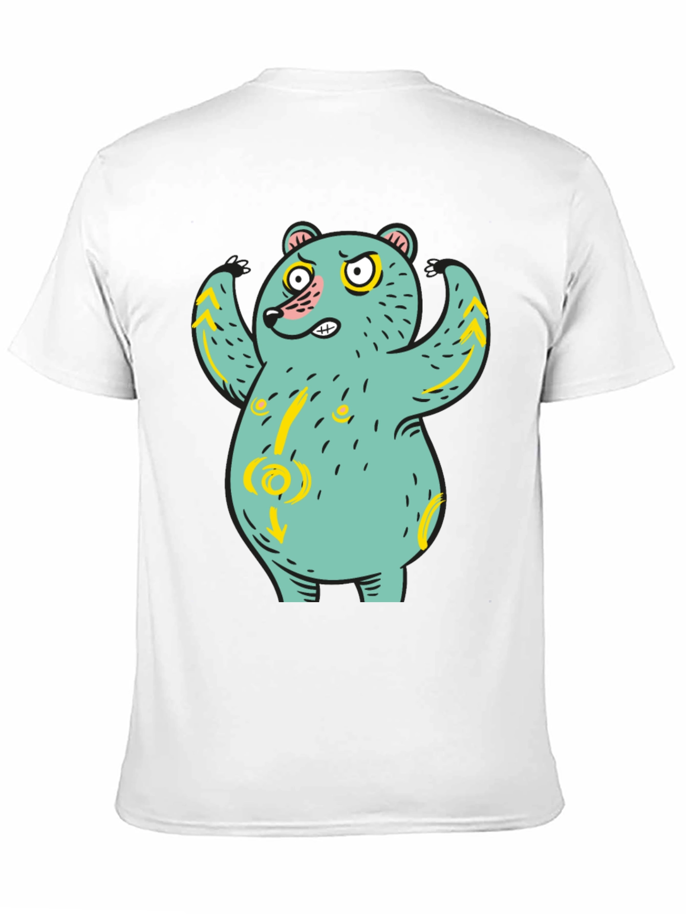 Funny Bear Graphic Print Black T-Shirt