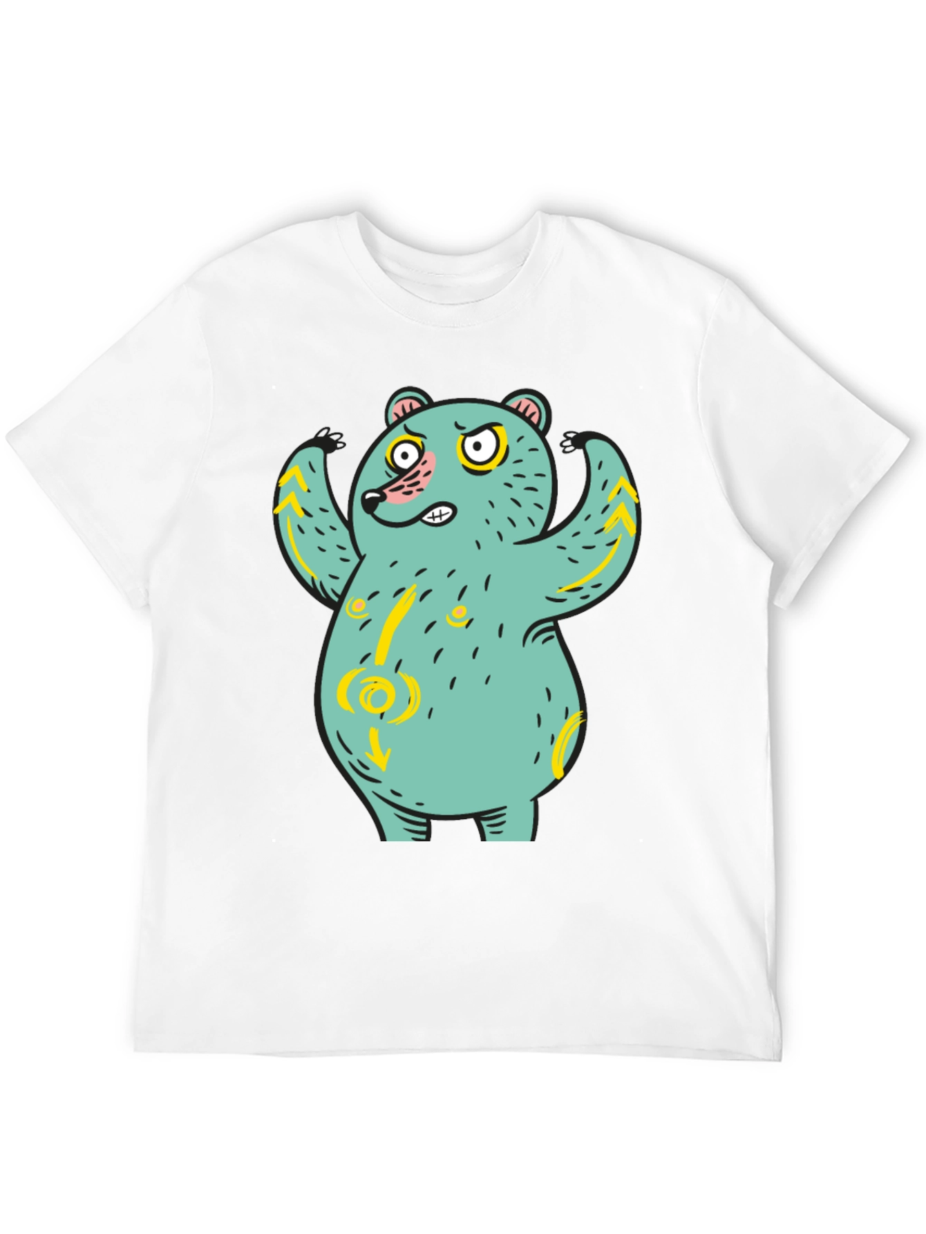 Funny Bear Graphic Print Black T-Shirt
