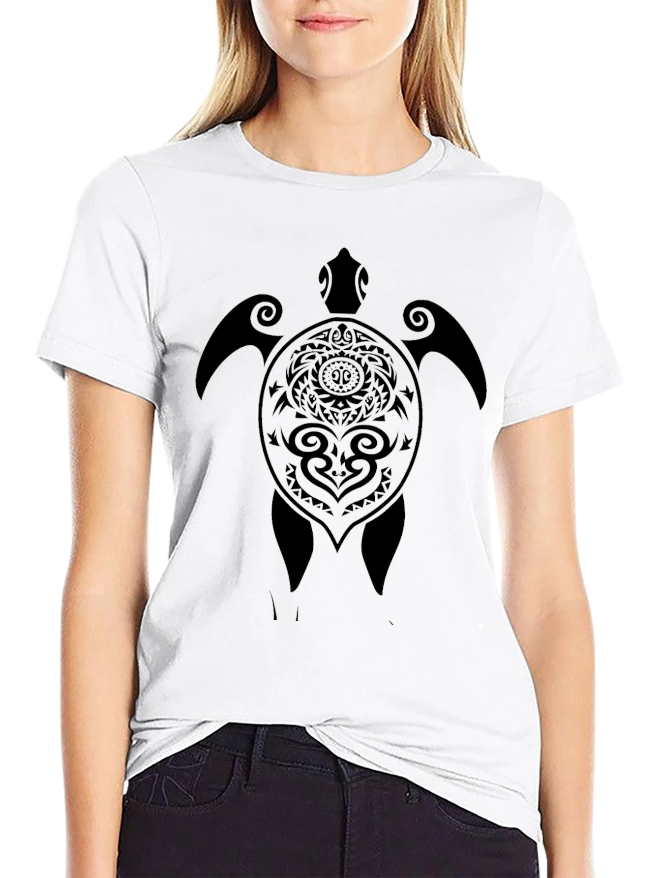 Tribal Turtle Graphic Black T-Shirt