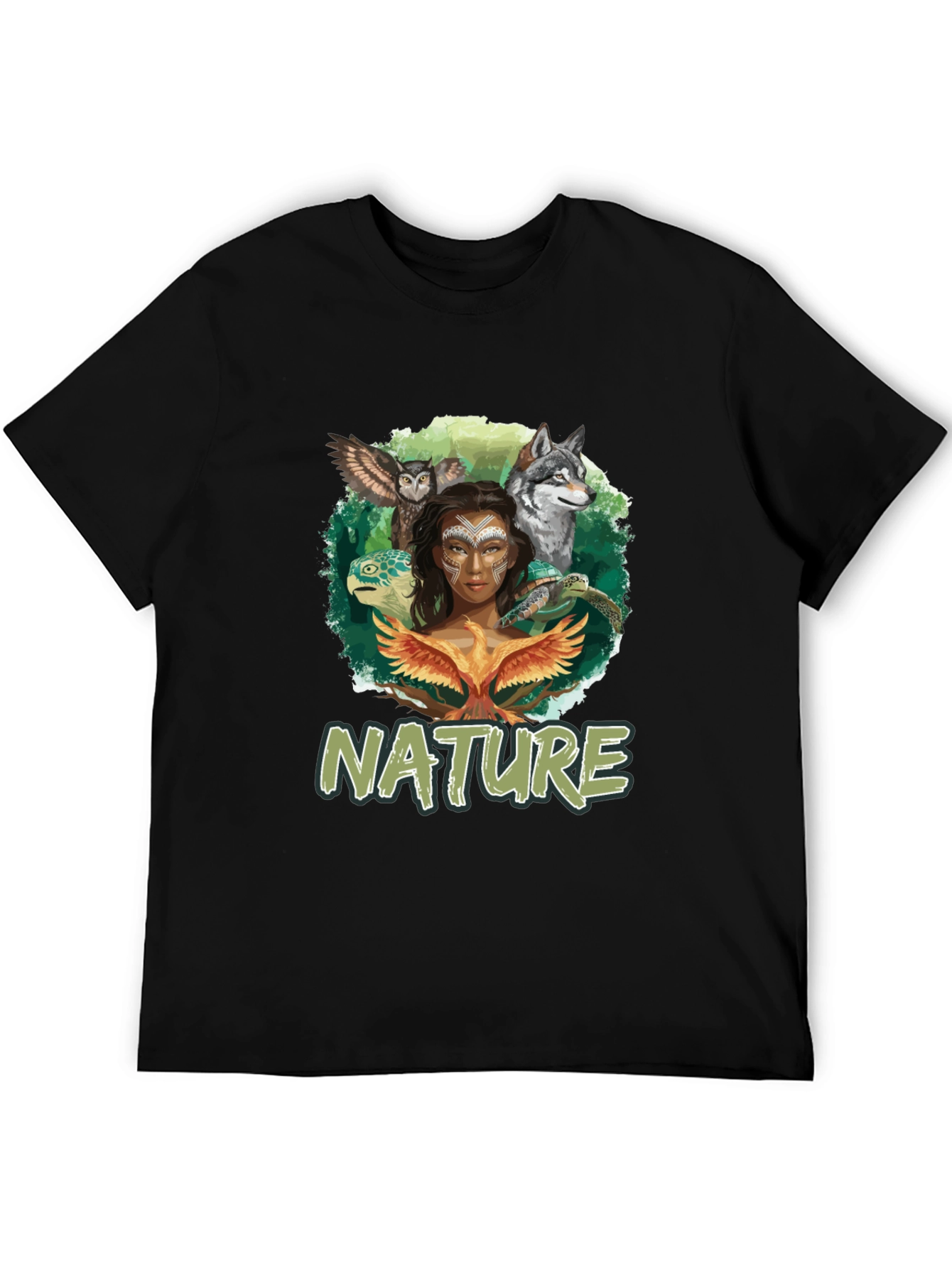 Nature Graphic T-Shirt Animals and Woman