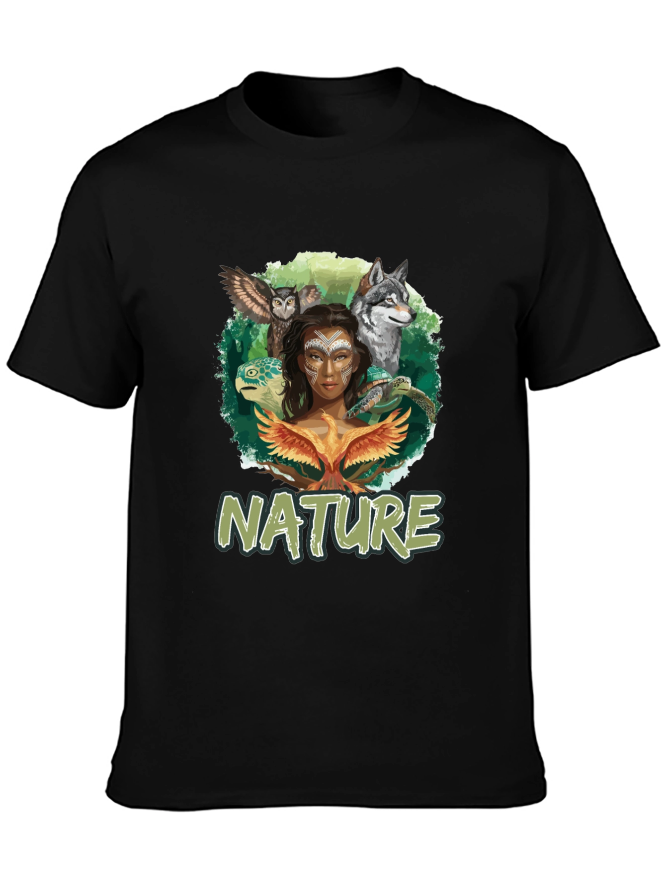 Nature Graphic T-Shirt Animals and Woman