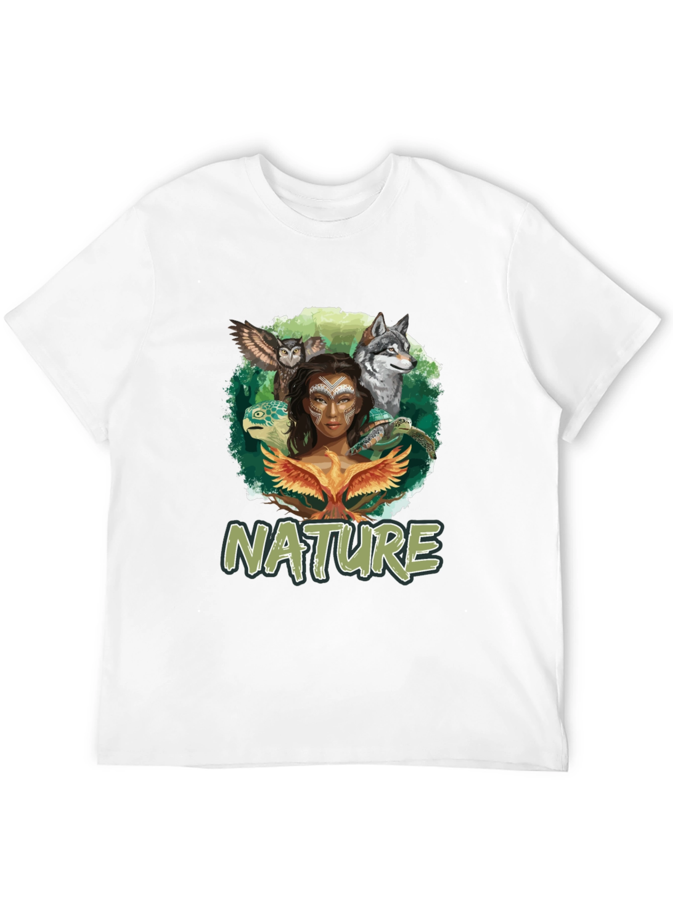 Nature Graphic T-Shirt Animals and Woman