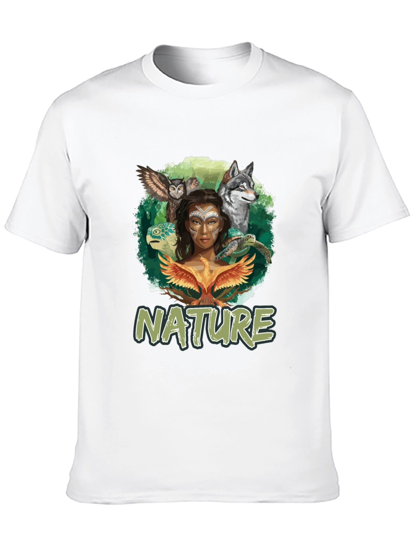 Nature Graphic T-Shirt Animals and Woman