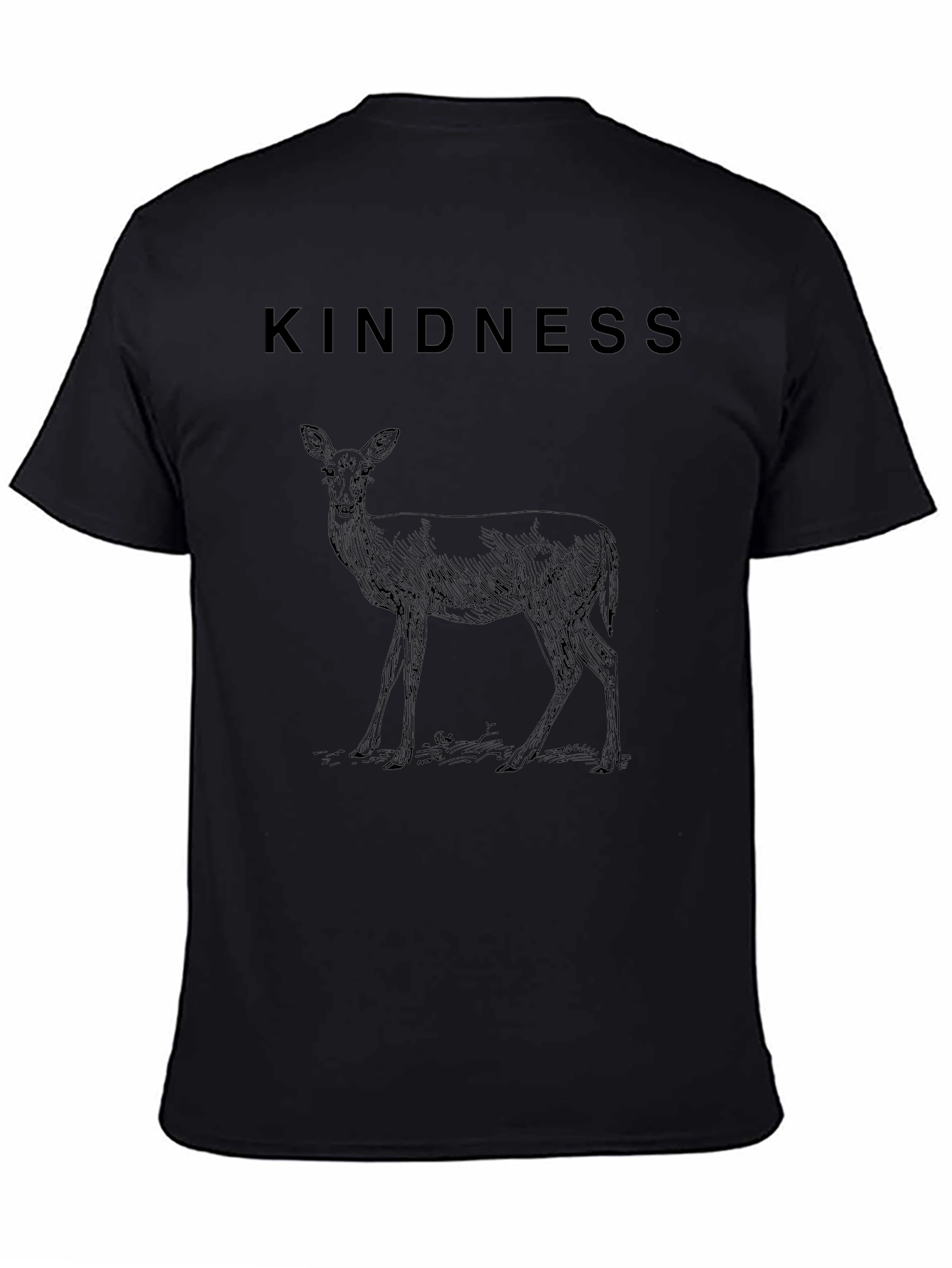 Kindness Deer Graphic Black T-Shirt