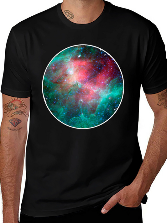 Cosmic Nebula Print Black T-Shirt