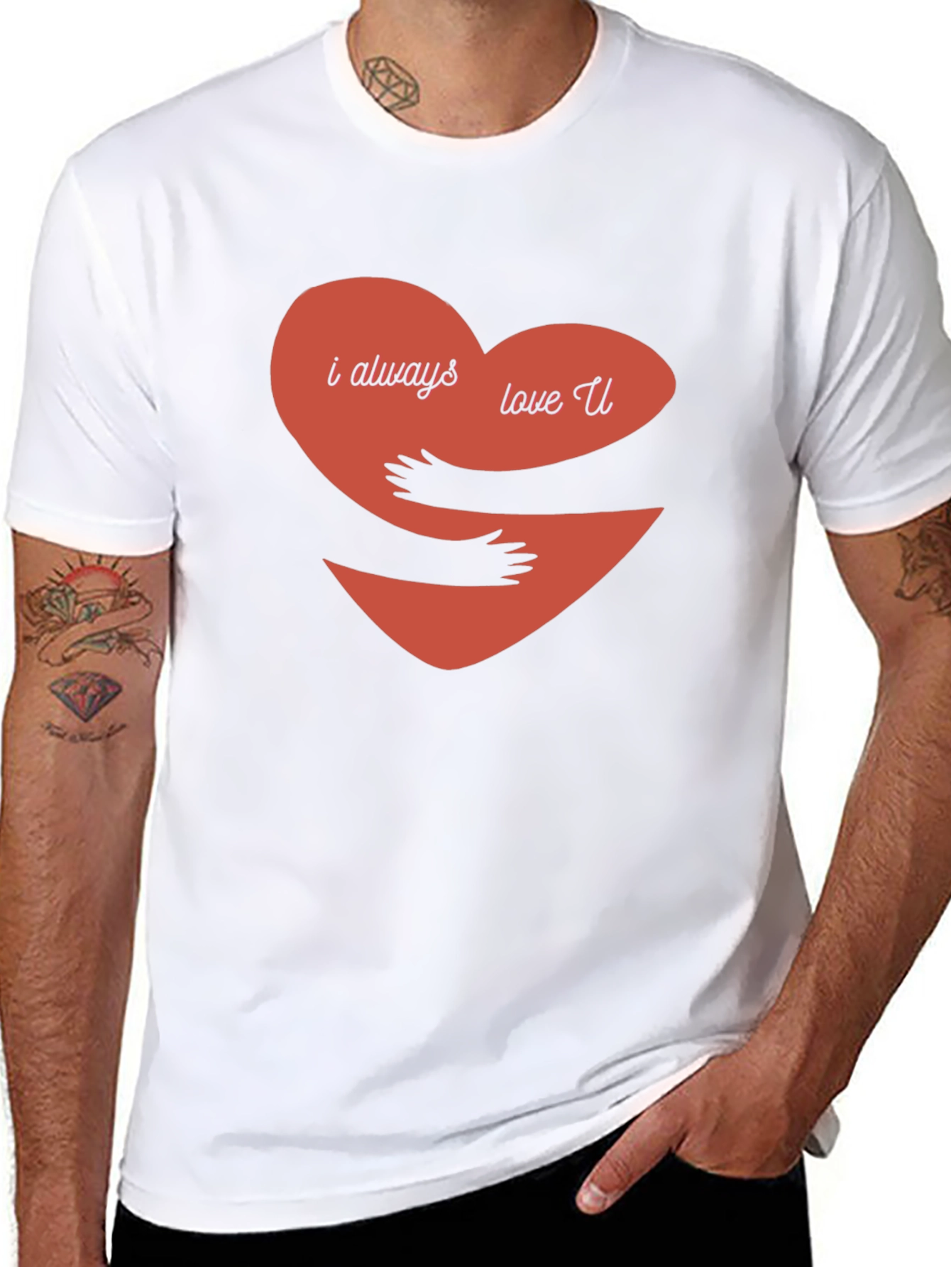 I Always Love You Hug Heart Graphic Tee