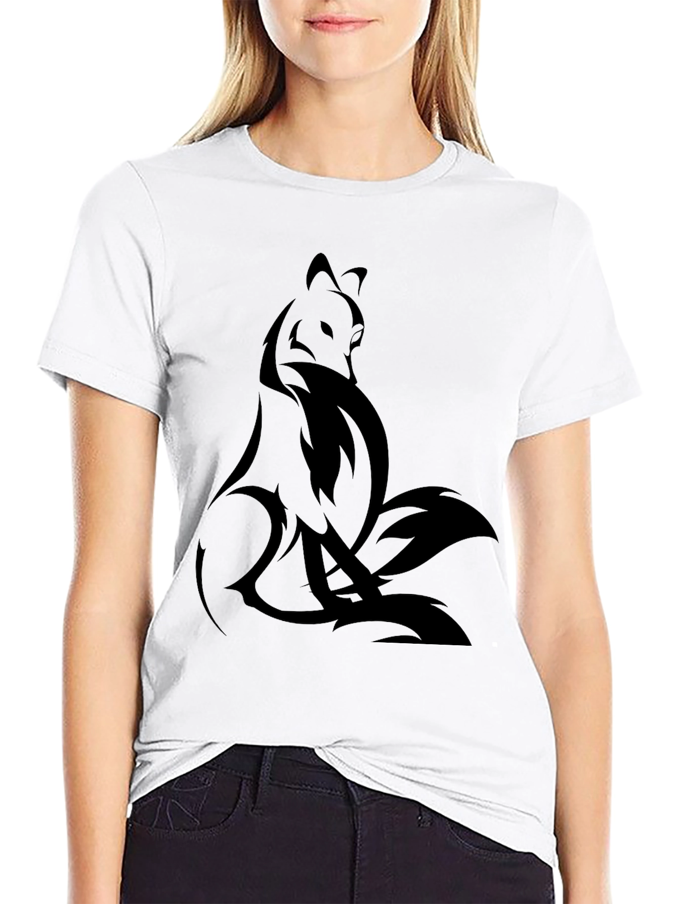 Nine-Tailed Fox Graphic Tee - Black