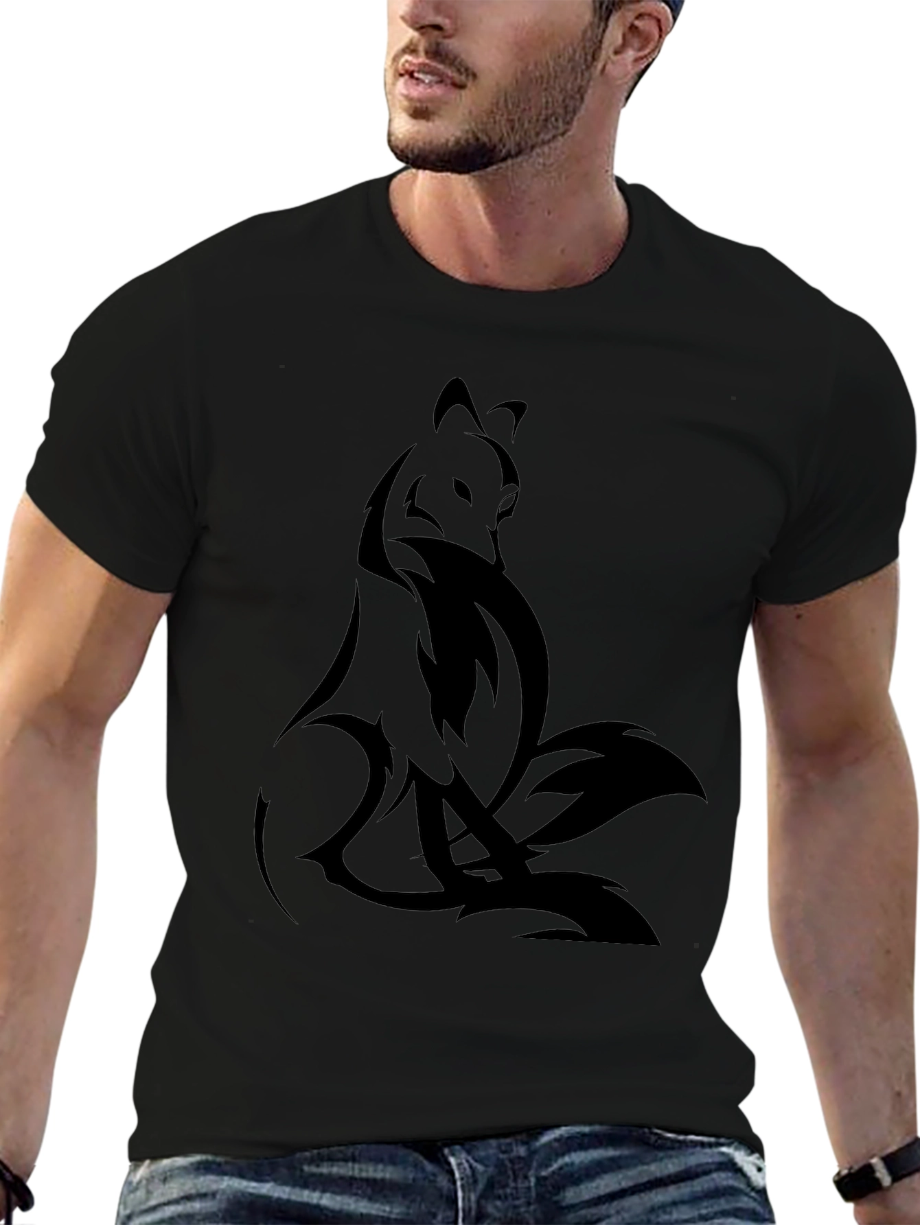 Nine-Tailed Fox Graphic Tee - Black