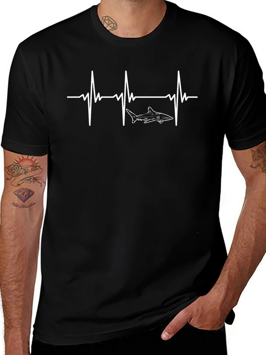 Shark Heartbeat Graphic Tee - Black