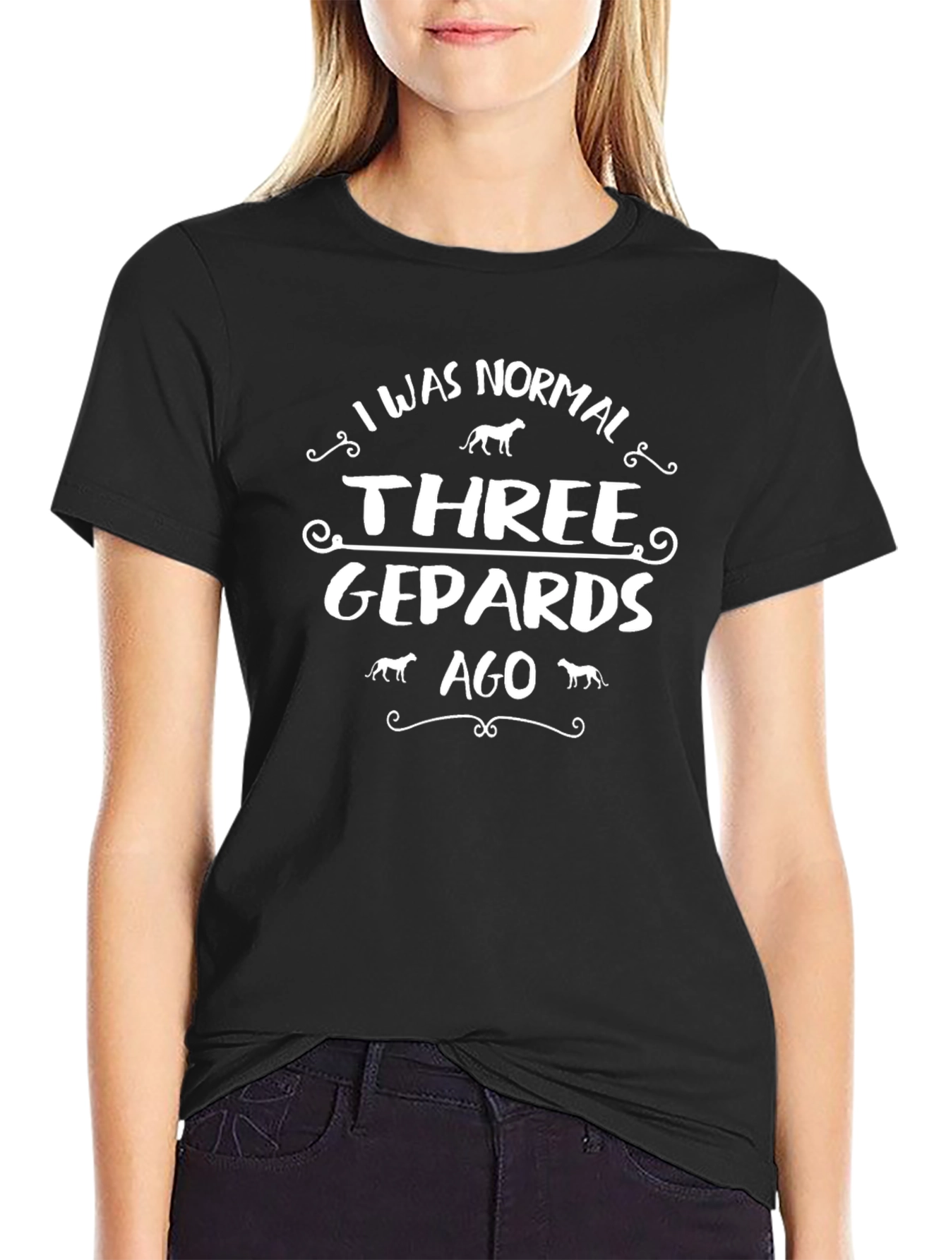 Funny Three Gepards Ago T-Shirt - Black