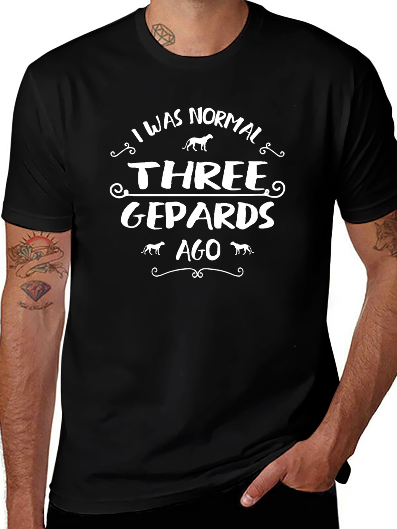 Funny Three Gepards Ago T-Shirt - Black