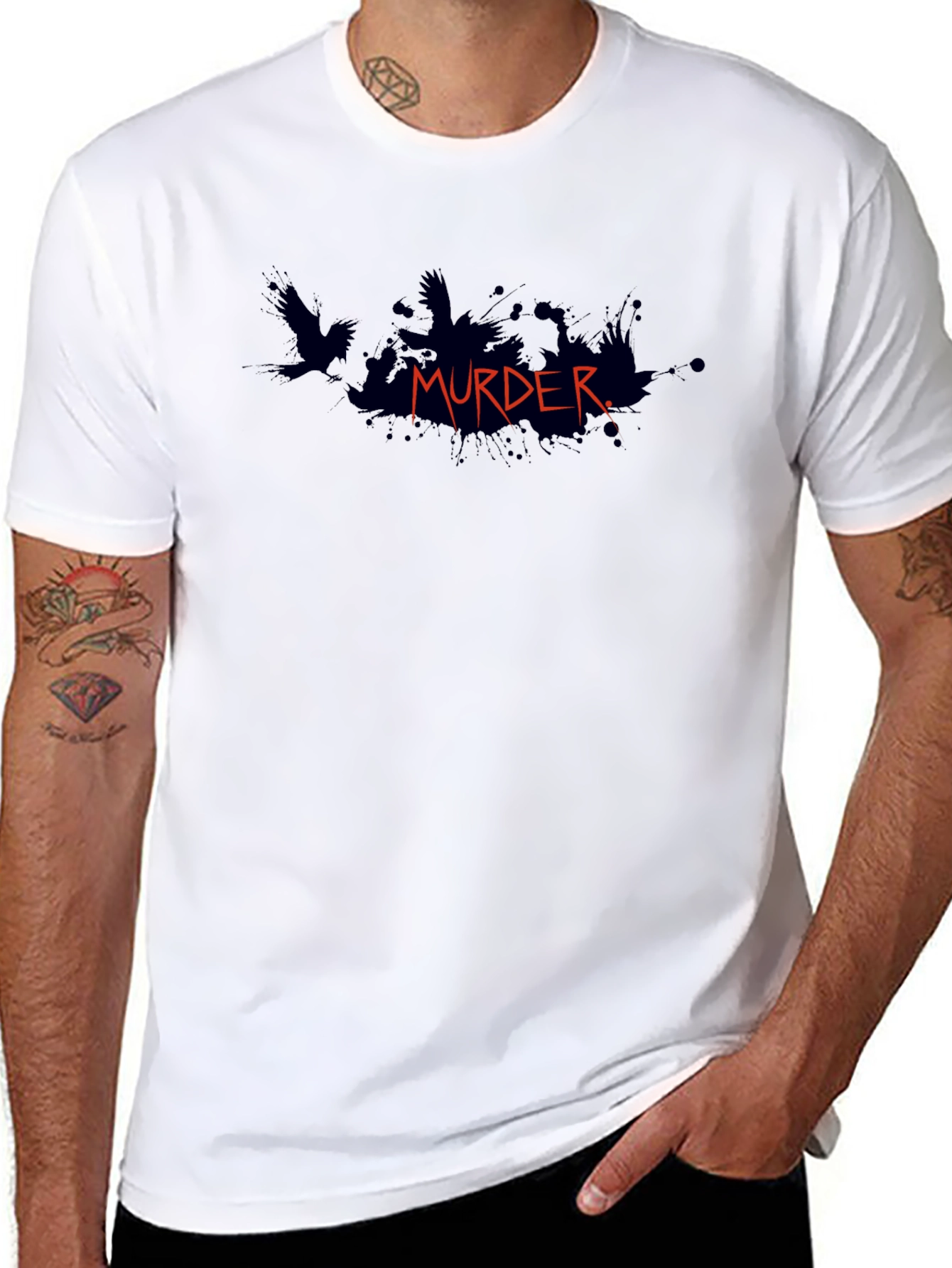 Murder Raven Graphic Tee - Dark Humor Fashion