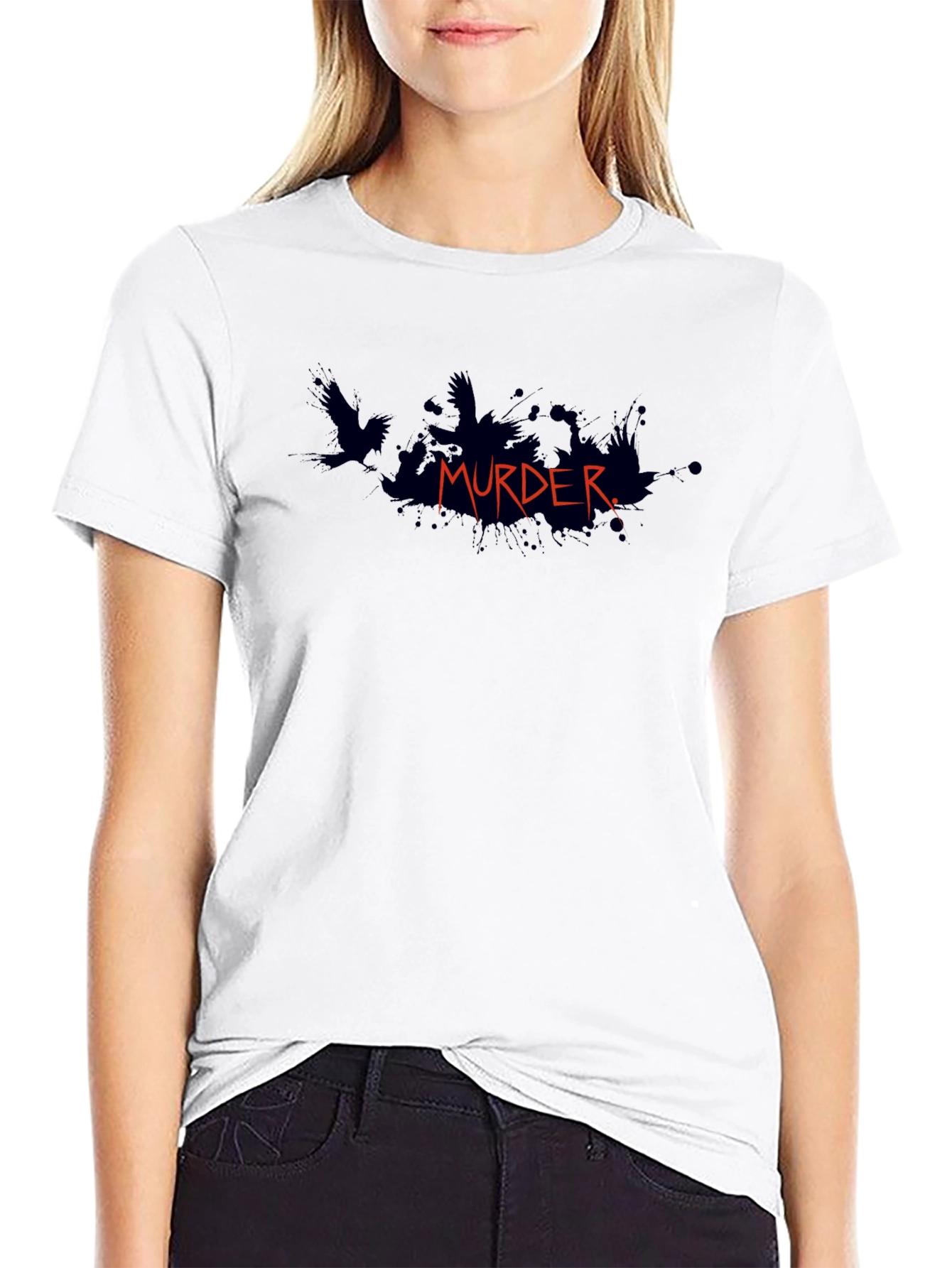 Murder Raven Graphic Tee - Dark Humor Fashion