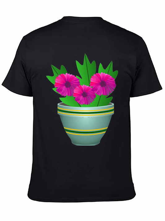 Floral Graphic Tee - Stylish Flower Pot Design