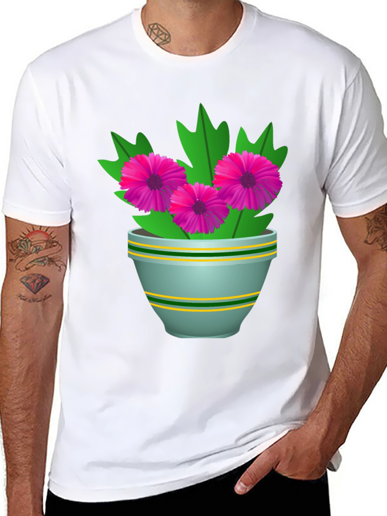 Floral Graphic Tee - Stylish Flower Pot Design