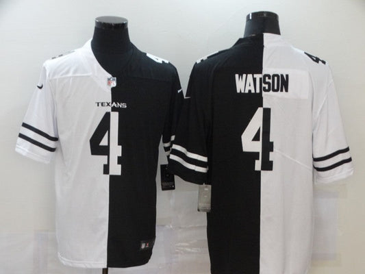 Men's Houston Texans Deshaun Watson #4 Black/White Game Jerseys