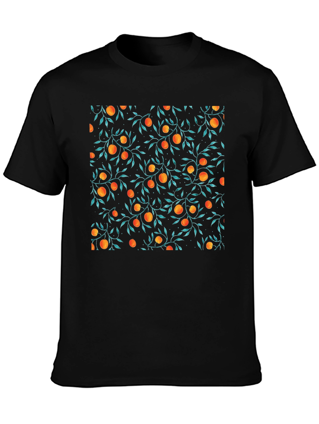 Orange Grove Print Black T-Shirt