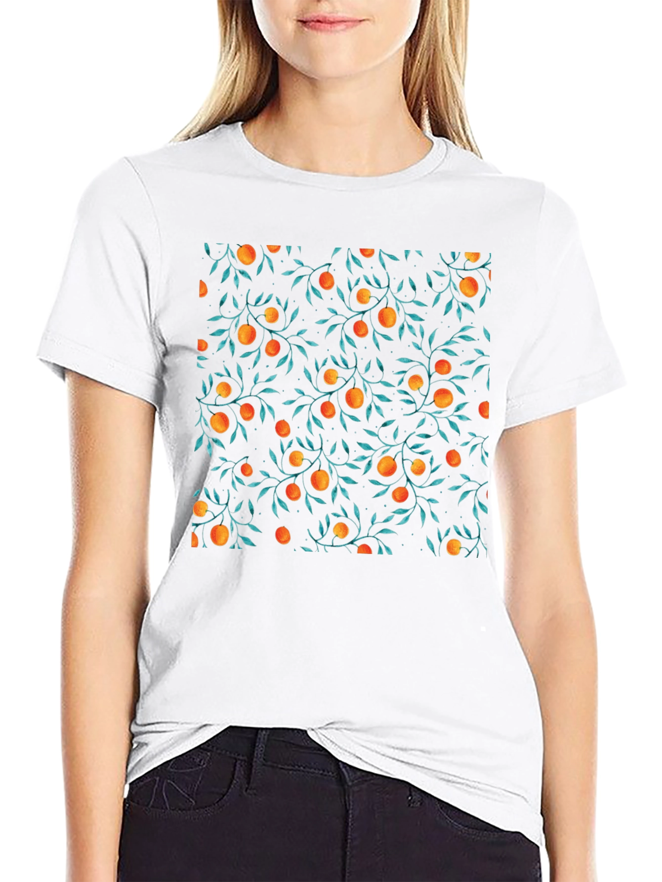 Orange Grove Print Black T-Shirt