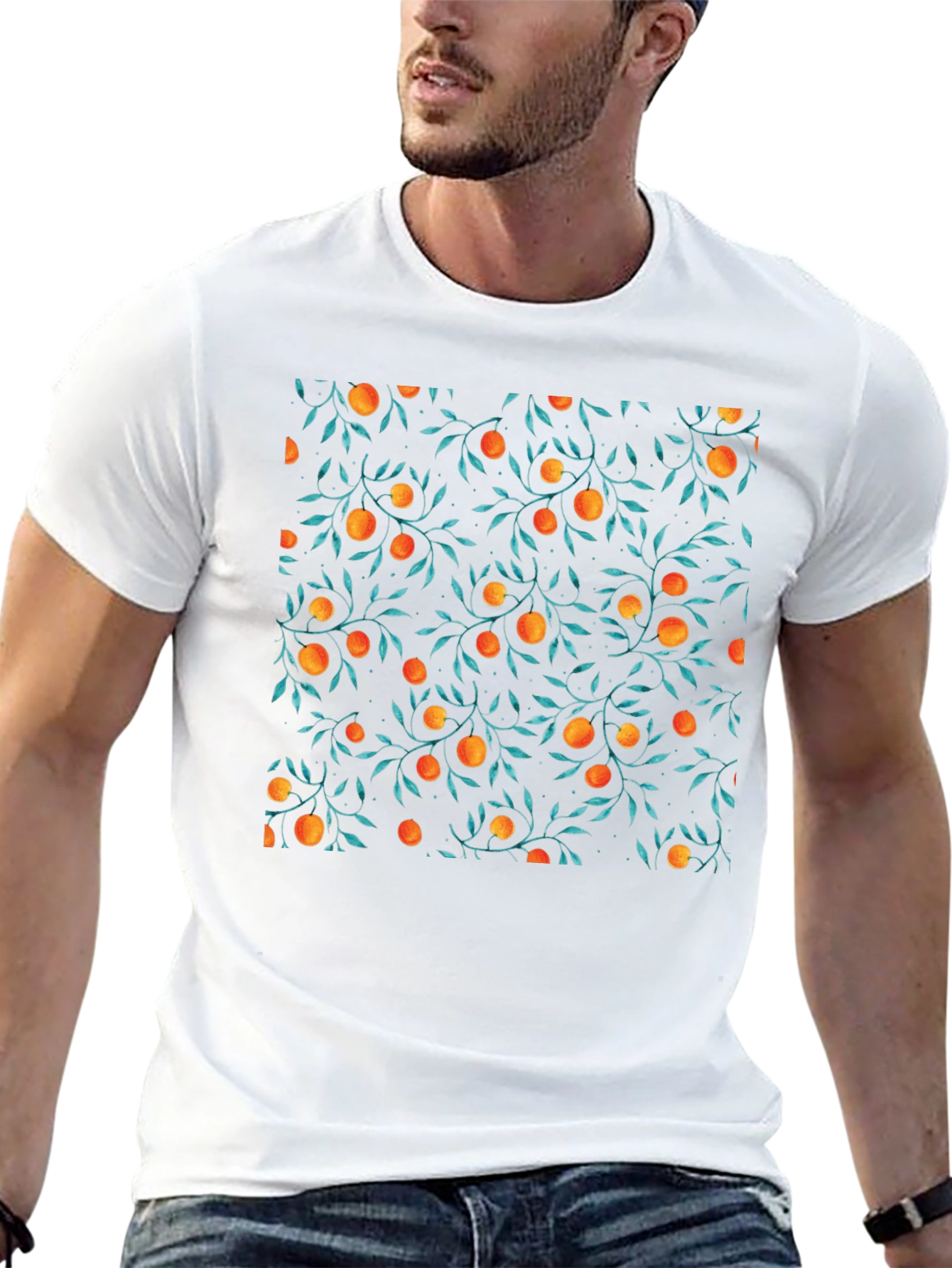 Orange Grove Print Black T-Shirt