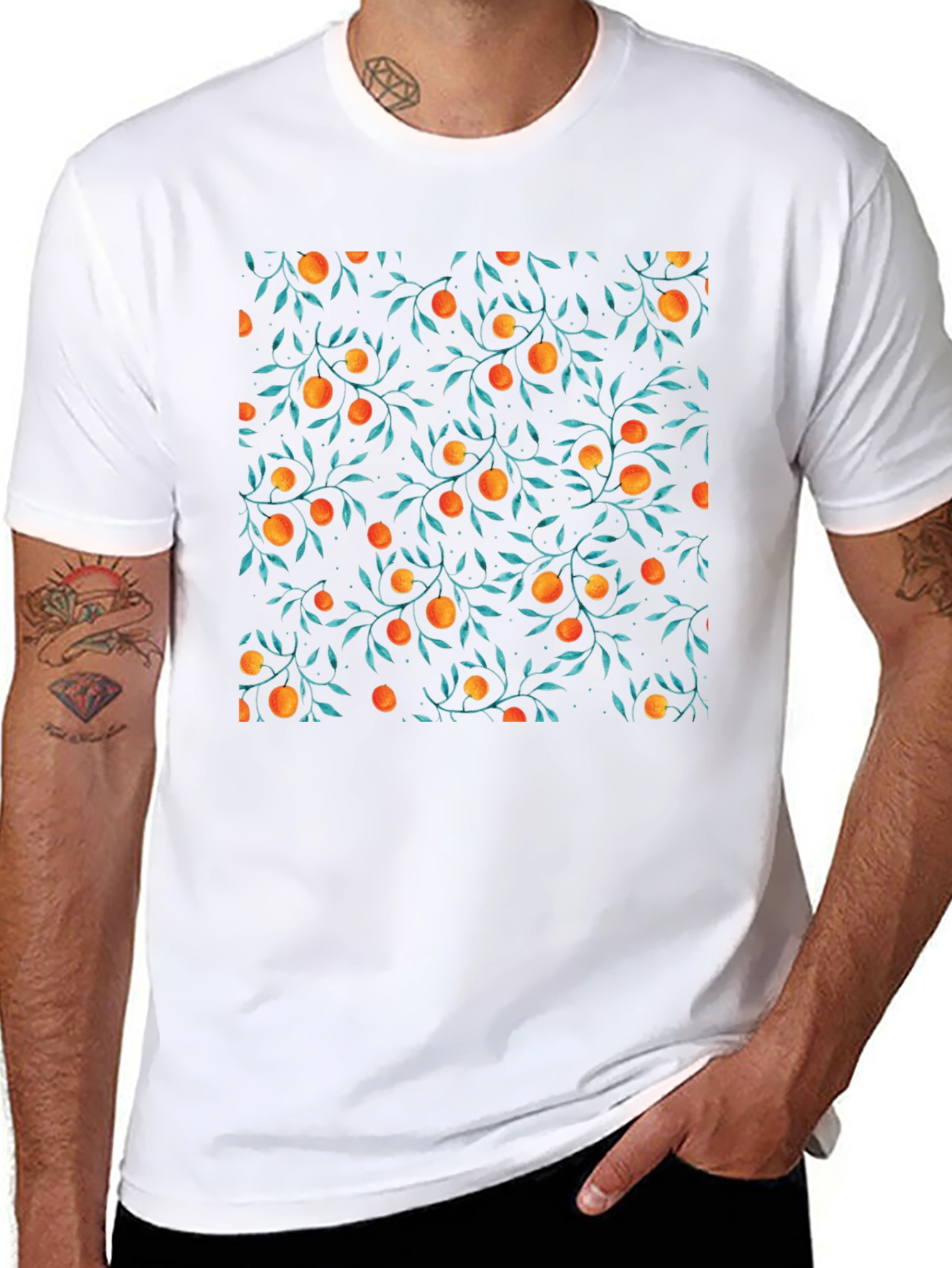 Orange Grove Print Black T-Shirt