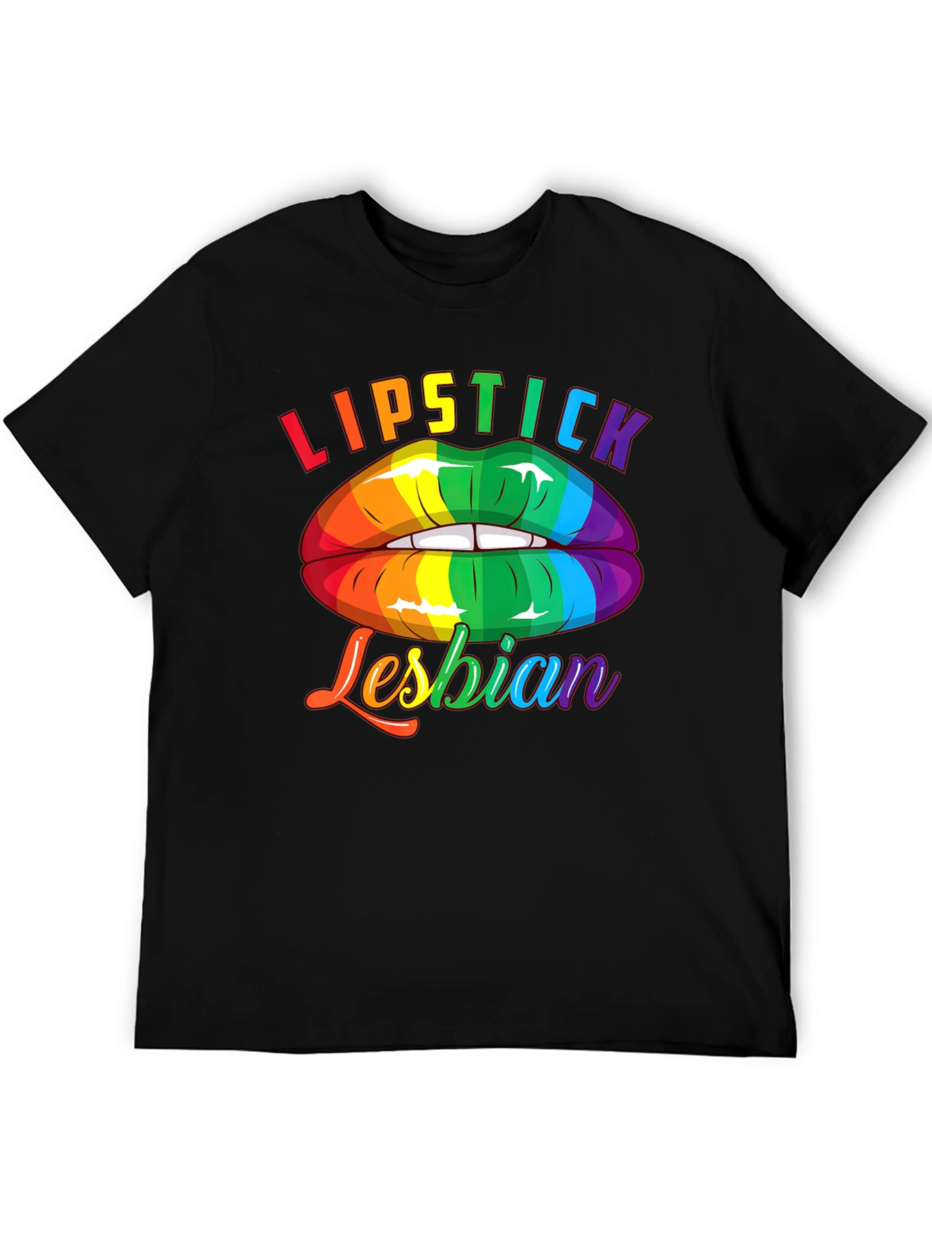 Lipstick Lesbian Pride T-Shirt LGBTQ Rainbow Lips Tee