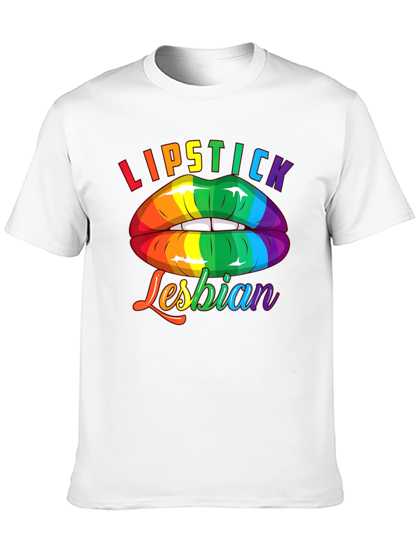Lipstick Lesbian Pride T-Shirt LGBTQ Rainbow Lips Tee