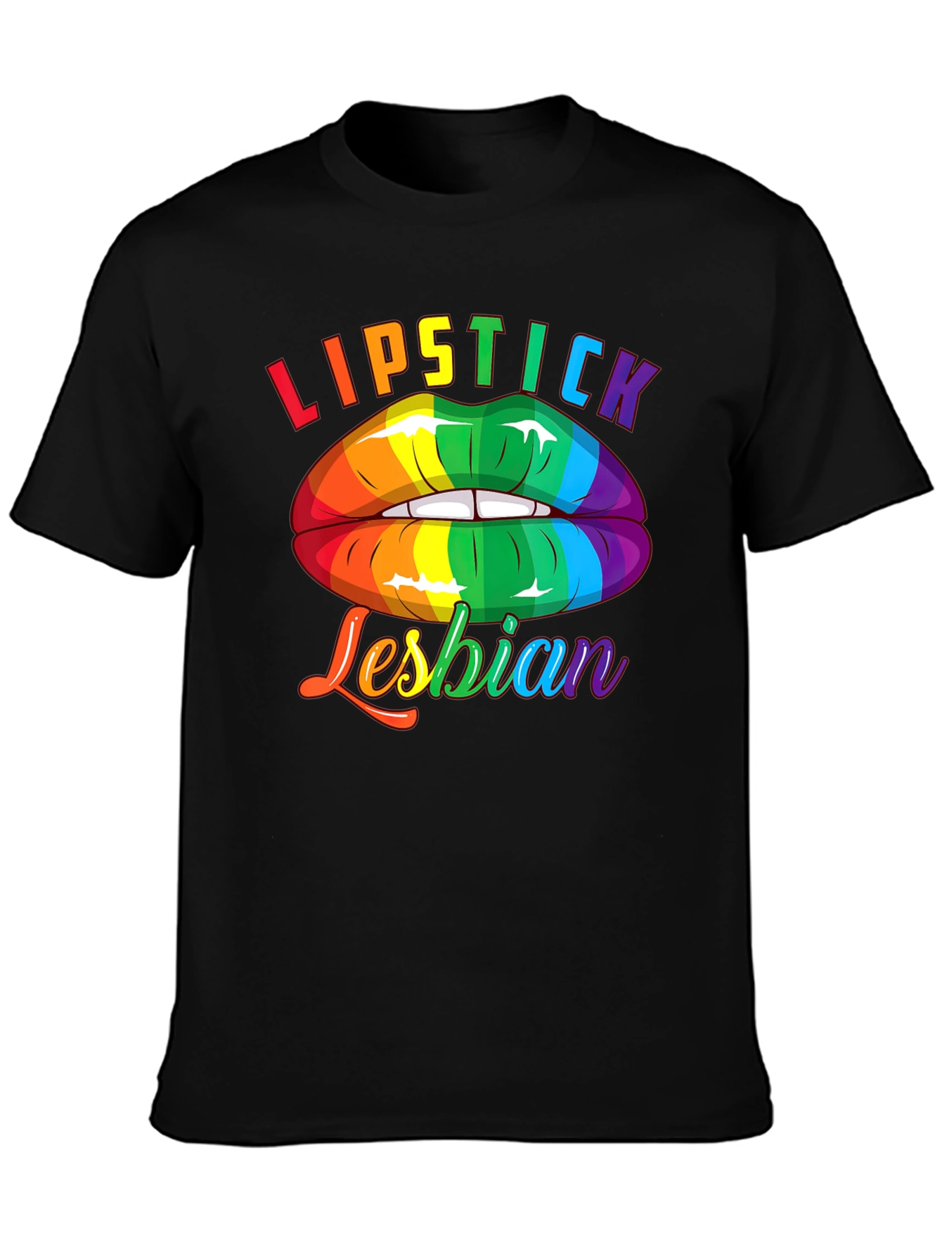 Lipstick Lesbian Pride T-Shirt LGBTQ Rainbow Lips Tee