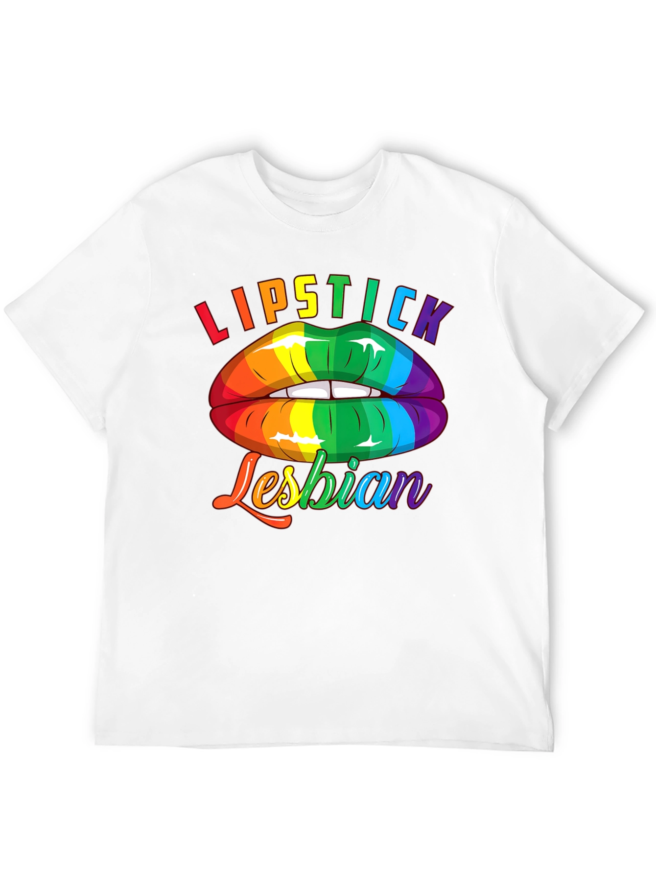 Lipstick Lesbian Pride T-Shirt LGBTQ Rainbow Lips Tee