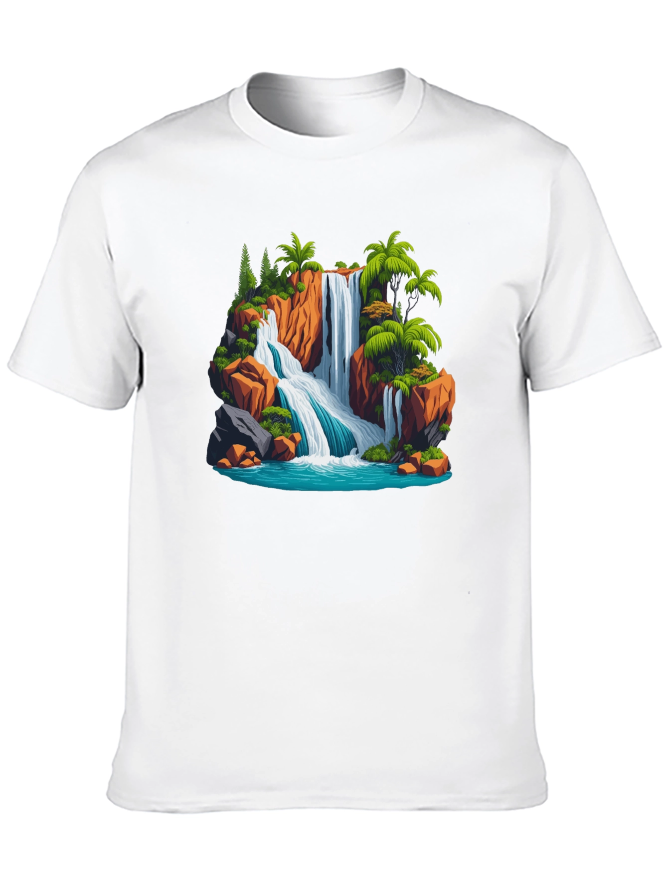 Waterfall Scene Graphic T-Shirt