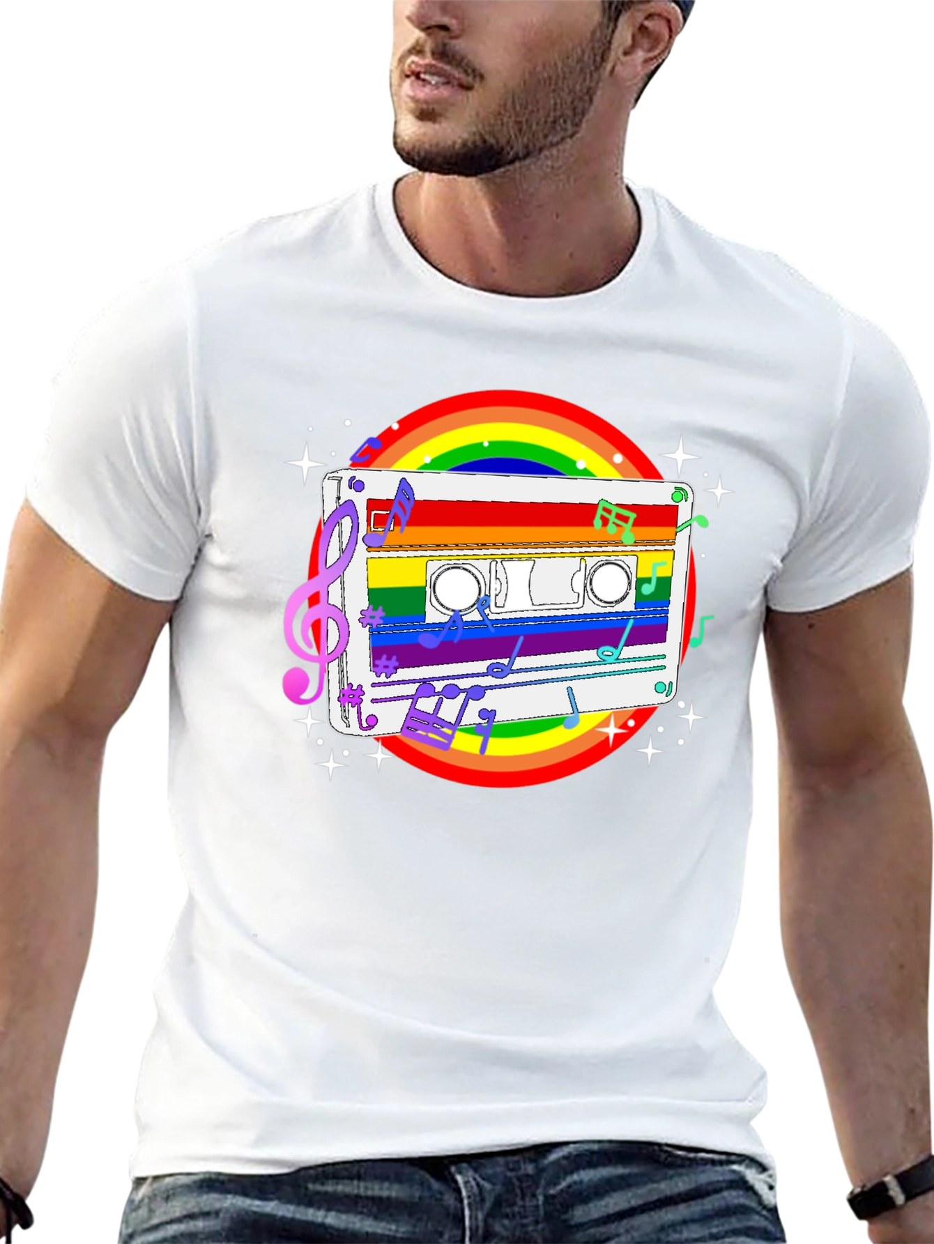 Rainbow Cassette Tape Music T-Shirt