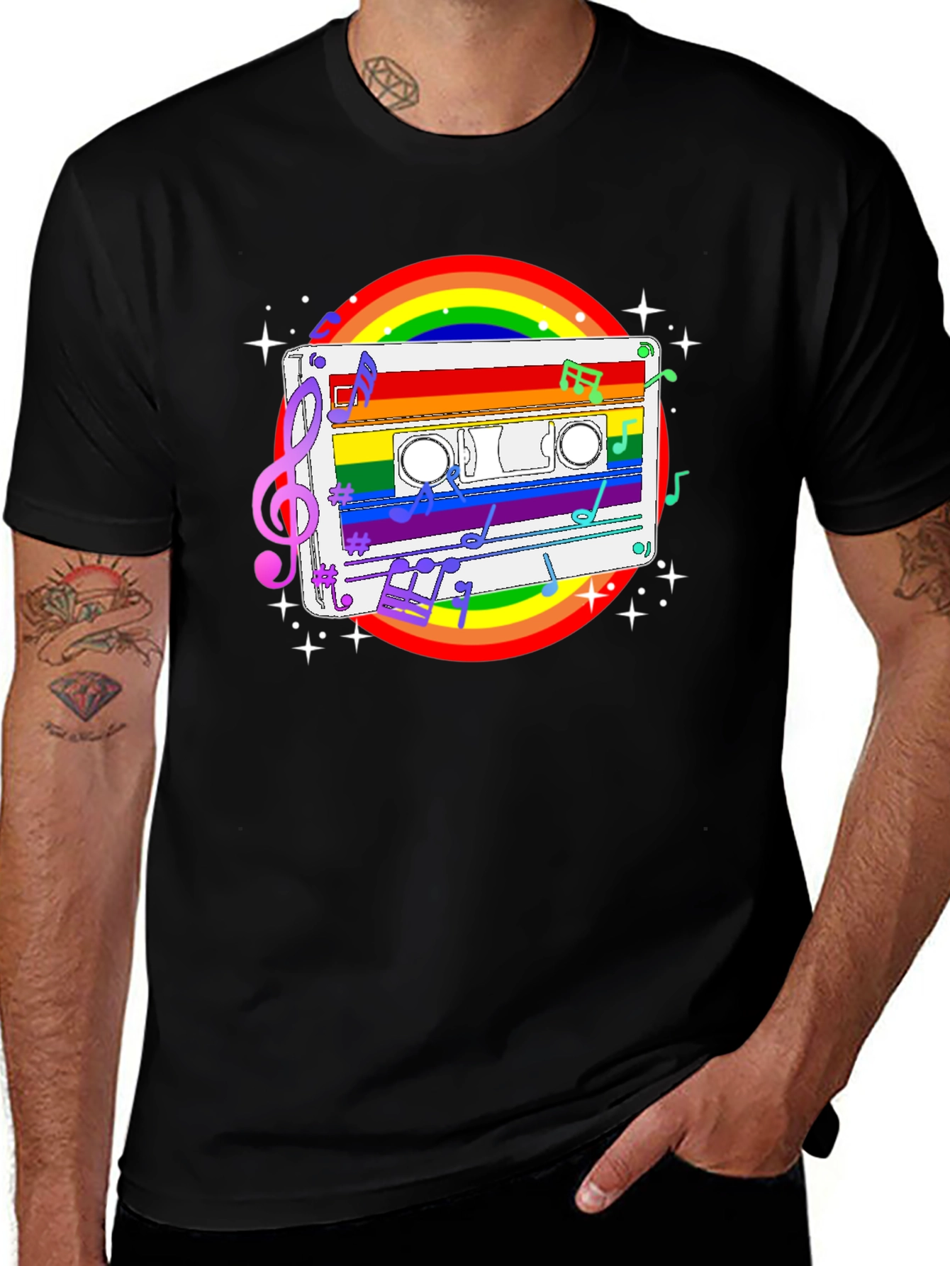 Rainbow Cassette Tape Music T-Shirt