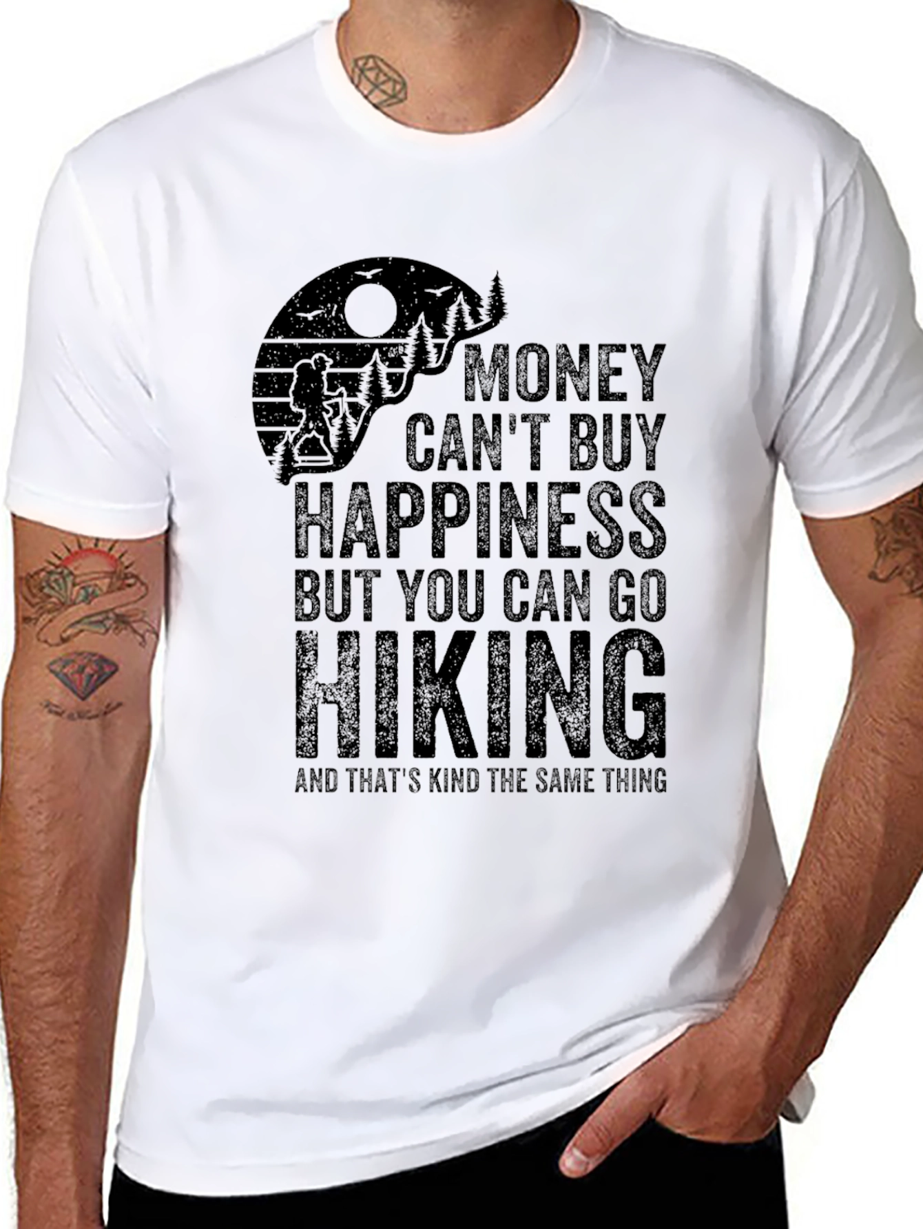 Hiking T-Shirt - Money Cant Buy Happiness
