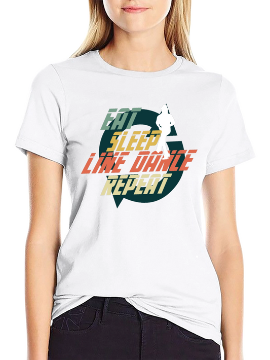 Eat Sleep Line Dance Repeat Black T-Shirt