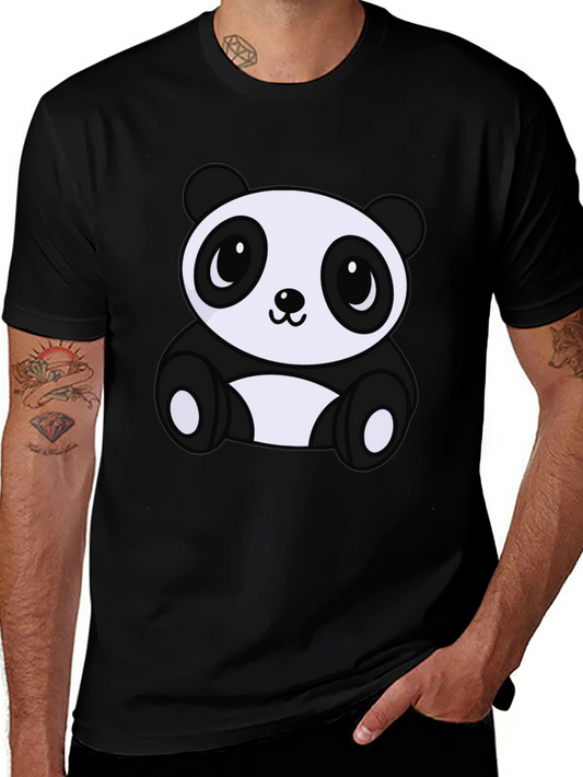 Cute Panda Bear Graphic Tee - Soft Black T-Shirt
