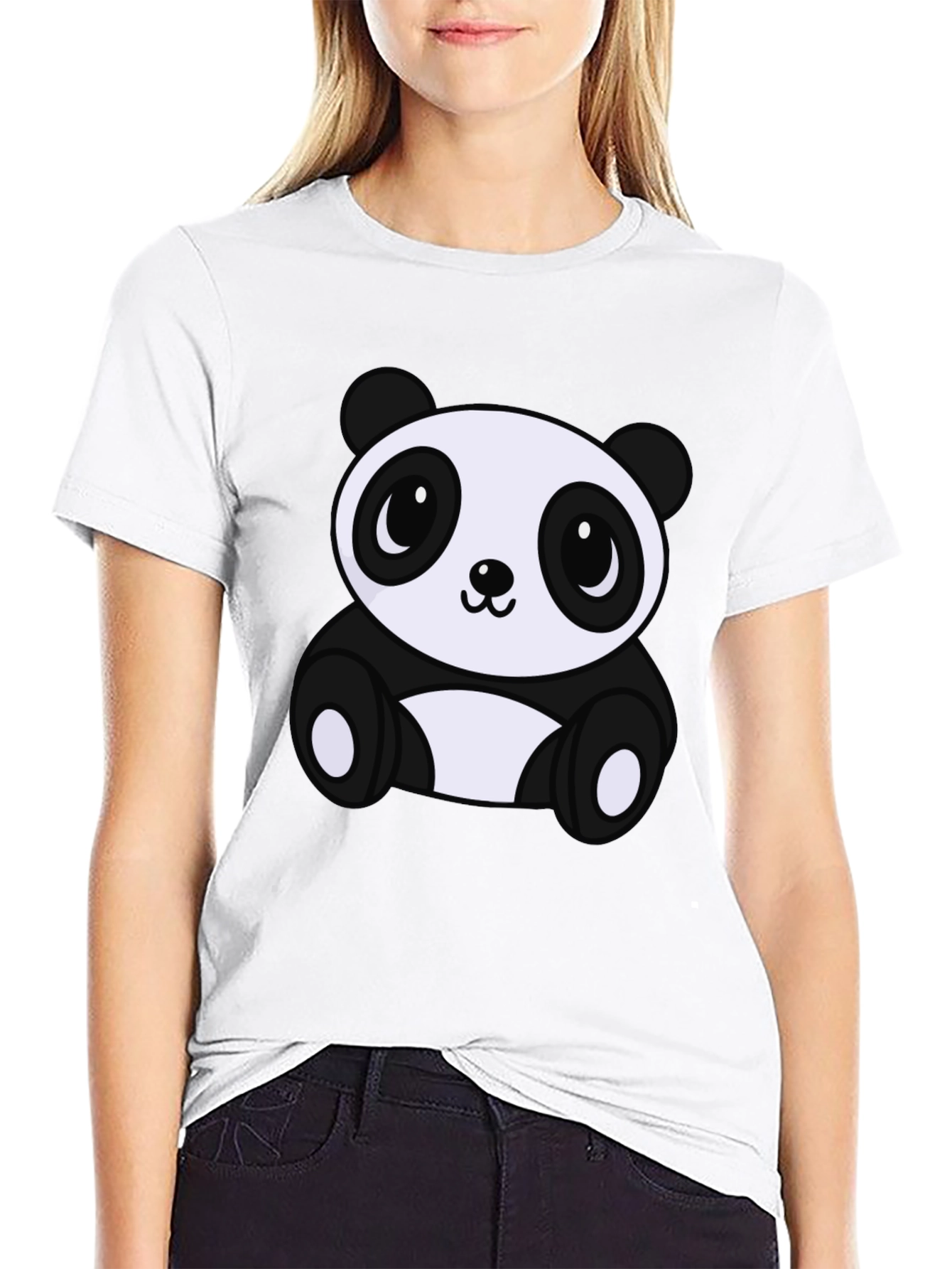 Cute Panda Bear Graphic Tee - Soft Black T-Shirt