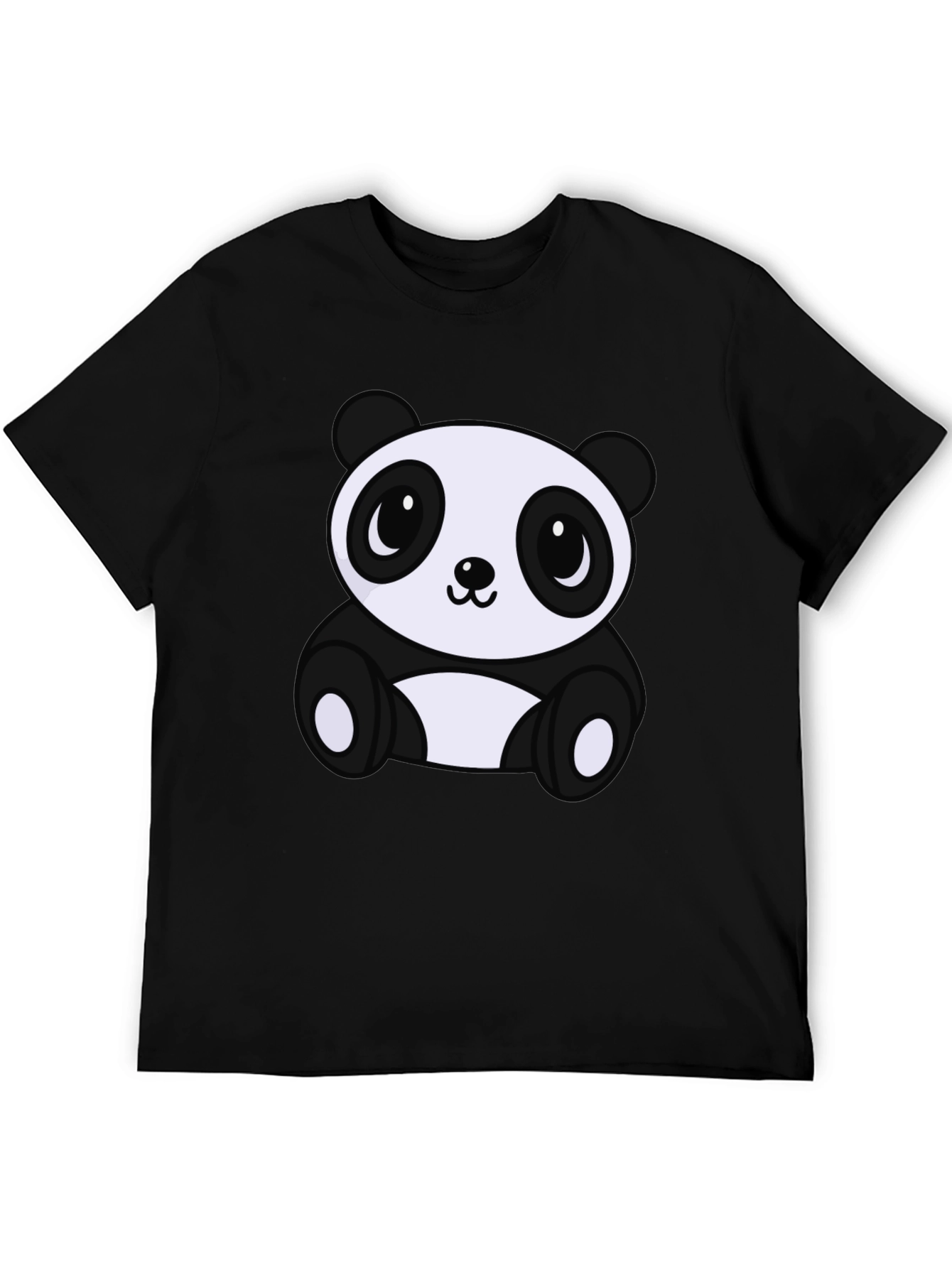 Cute Panda Bear Graphic Tee - Soft Black T-Shirt