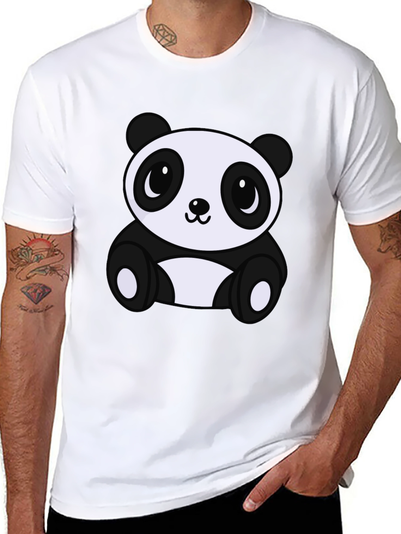 Cute Panda Bear Graphic Tee - Soft Black T-Shirt