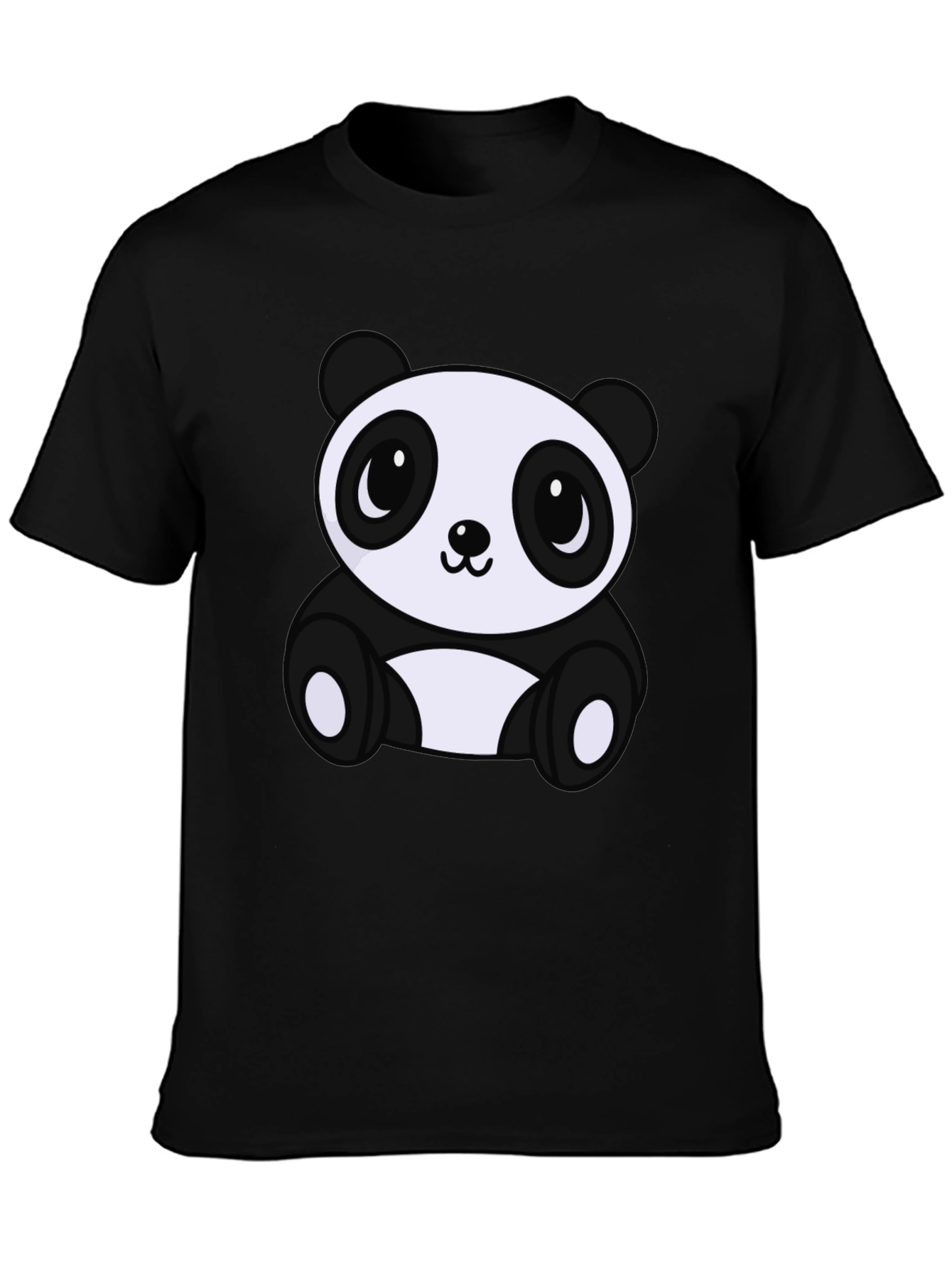 Cute Panda Bear Graphic Tee - Soft Black T-Shirt