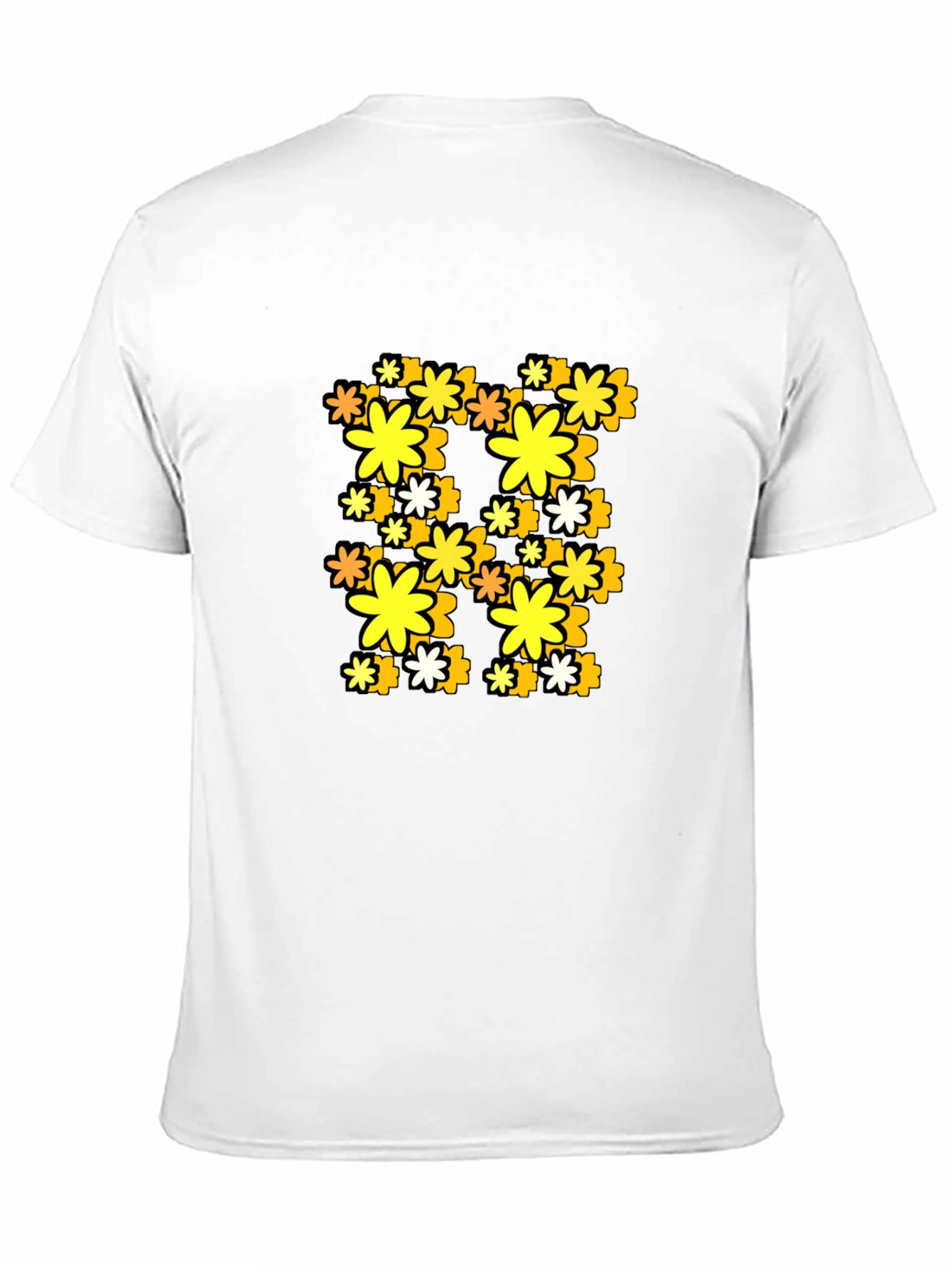 Retro Floral Print Black T-Shirt