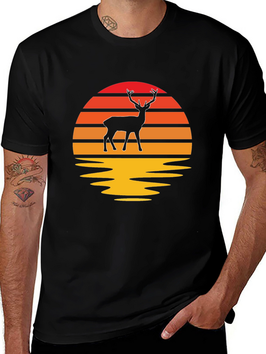 Sunset Deer Graphic Tee - Nature Lovers T-Shirt