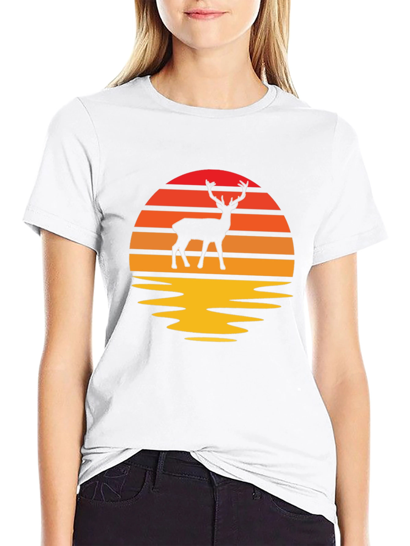 Sunset Deer Graphic Tee - Nature Lovers T-Shirt