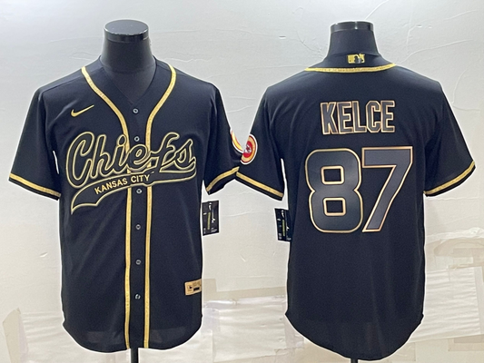 Men's Kansas City Chiefs Travis Kelce #87 Black Player Jerseys Joint Edition
