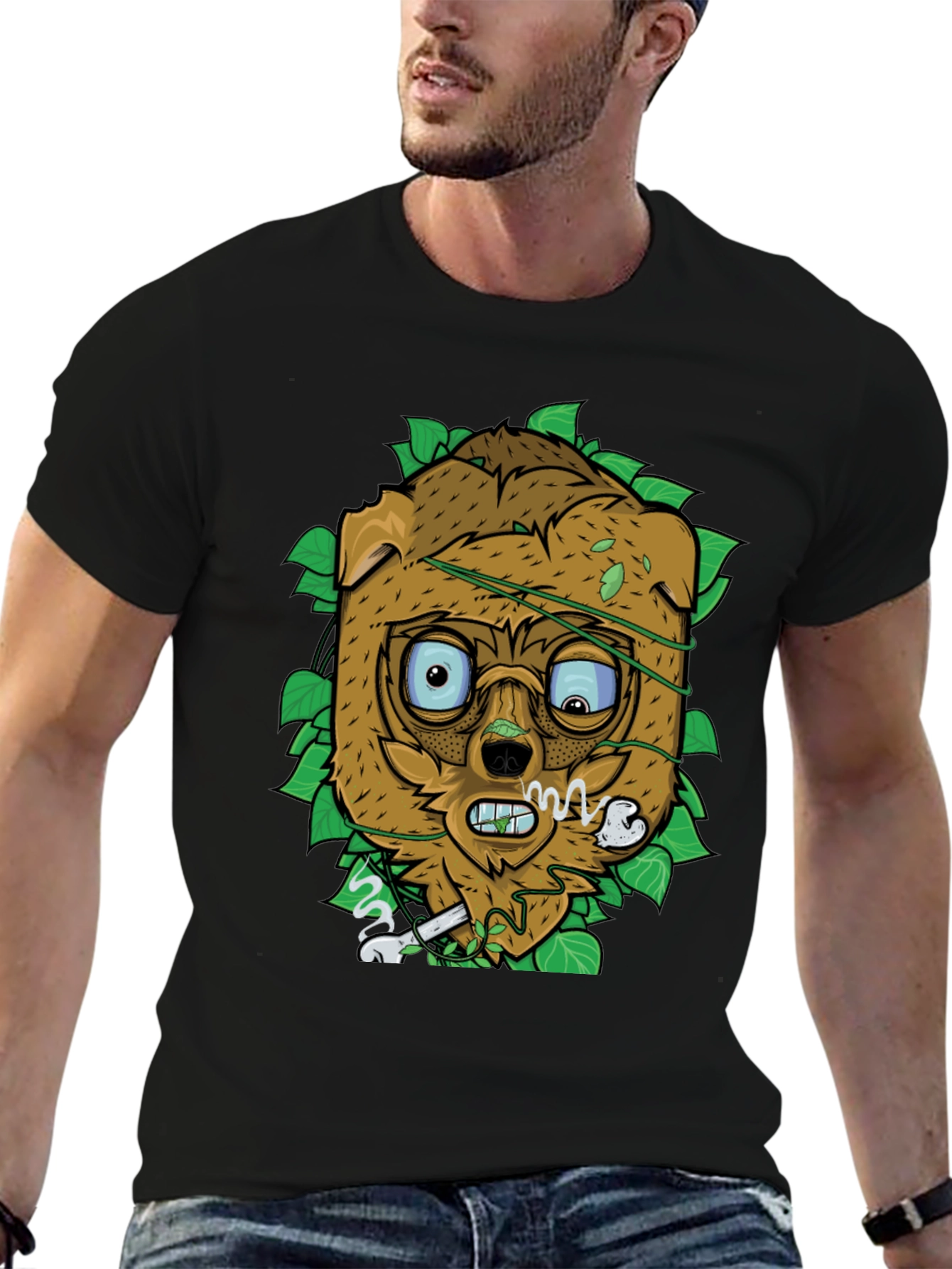 Cartoon Dog with Bone T-Shirt - Unique Graphic Tee