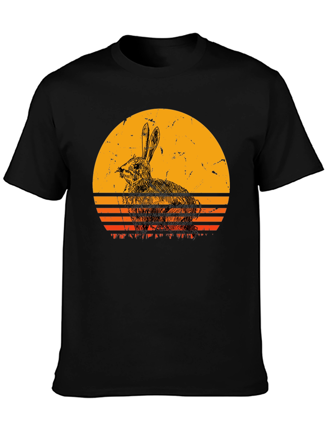 Retro Rabbit Sunset Graphic T-Shirt