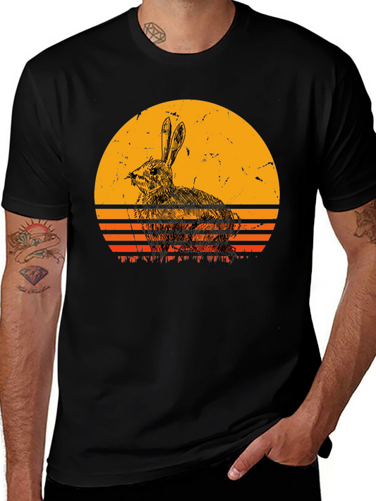 Retro Rabbit Sunset Graphic T-Shirt
