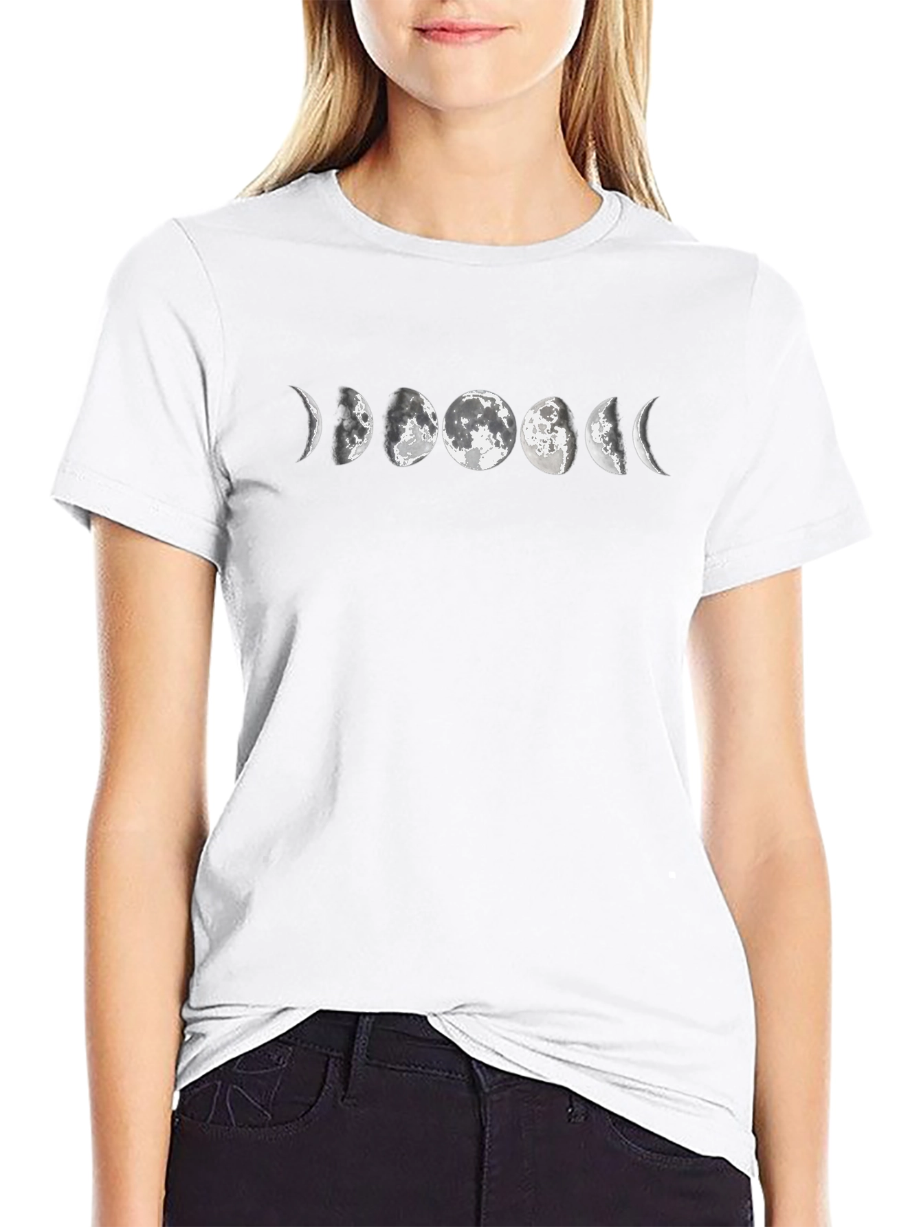 Lunar Phase Graphic Tee - Black